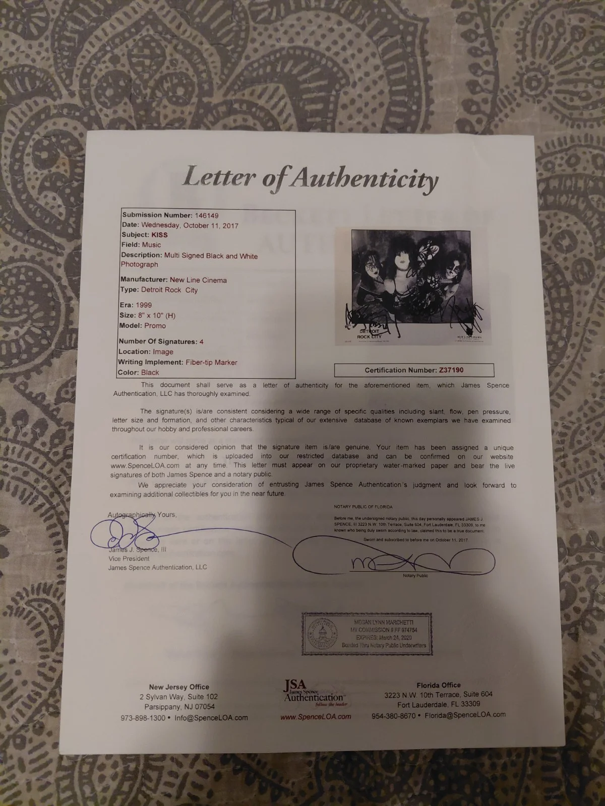 KISS signed Detroit Rock City promo 8X10 Paul Stanley Gene Simmons Ace..., изображение 3