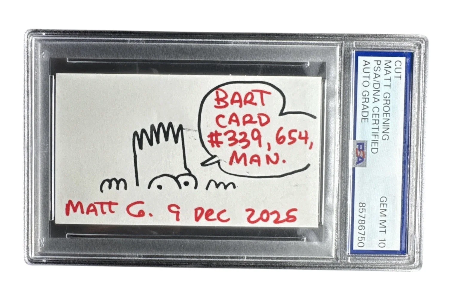 Matt Groening — Matt Groening Signed & Bart Simpson Sketch The Simpsons Cut PSA Slab Encaps, image 2