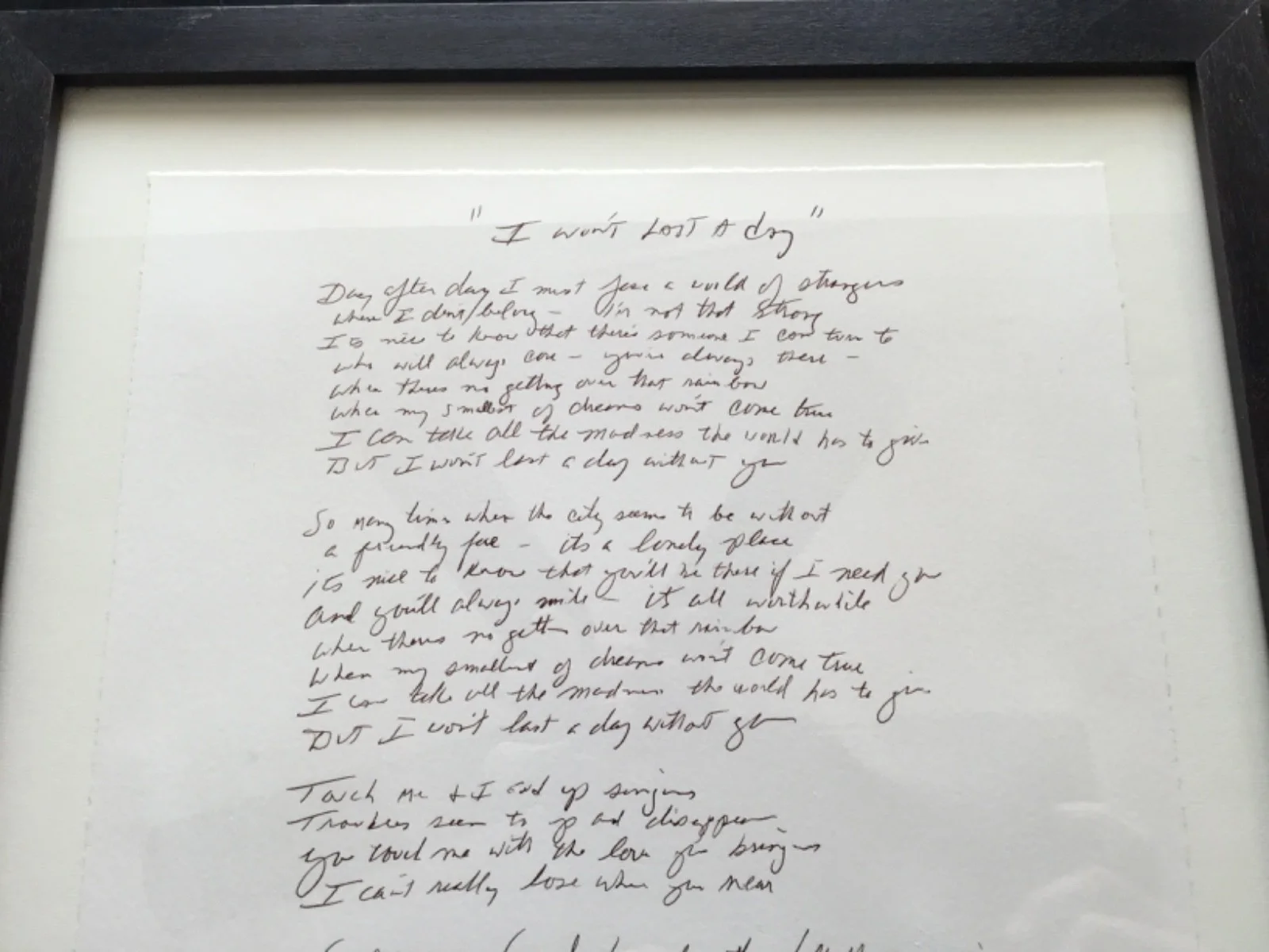 Paul Williams "I Wont Last a Day Without You" Signed Lyrics The Carpenters w/COA, image 3