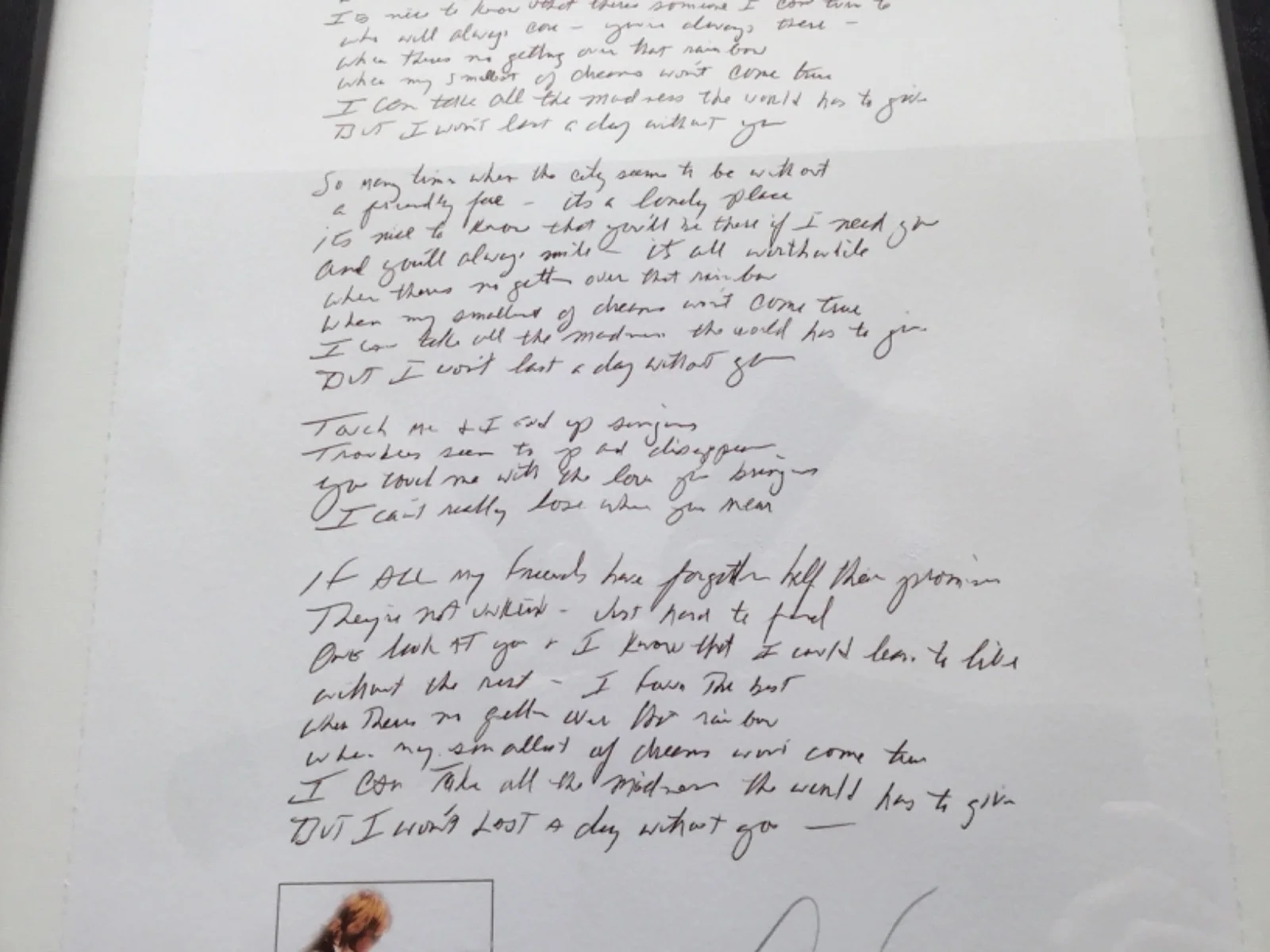 Paul Williams "I Wont Last a Day Without You" Signed Lyrics The Carpenters w/COA, image 4