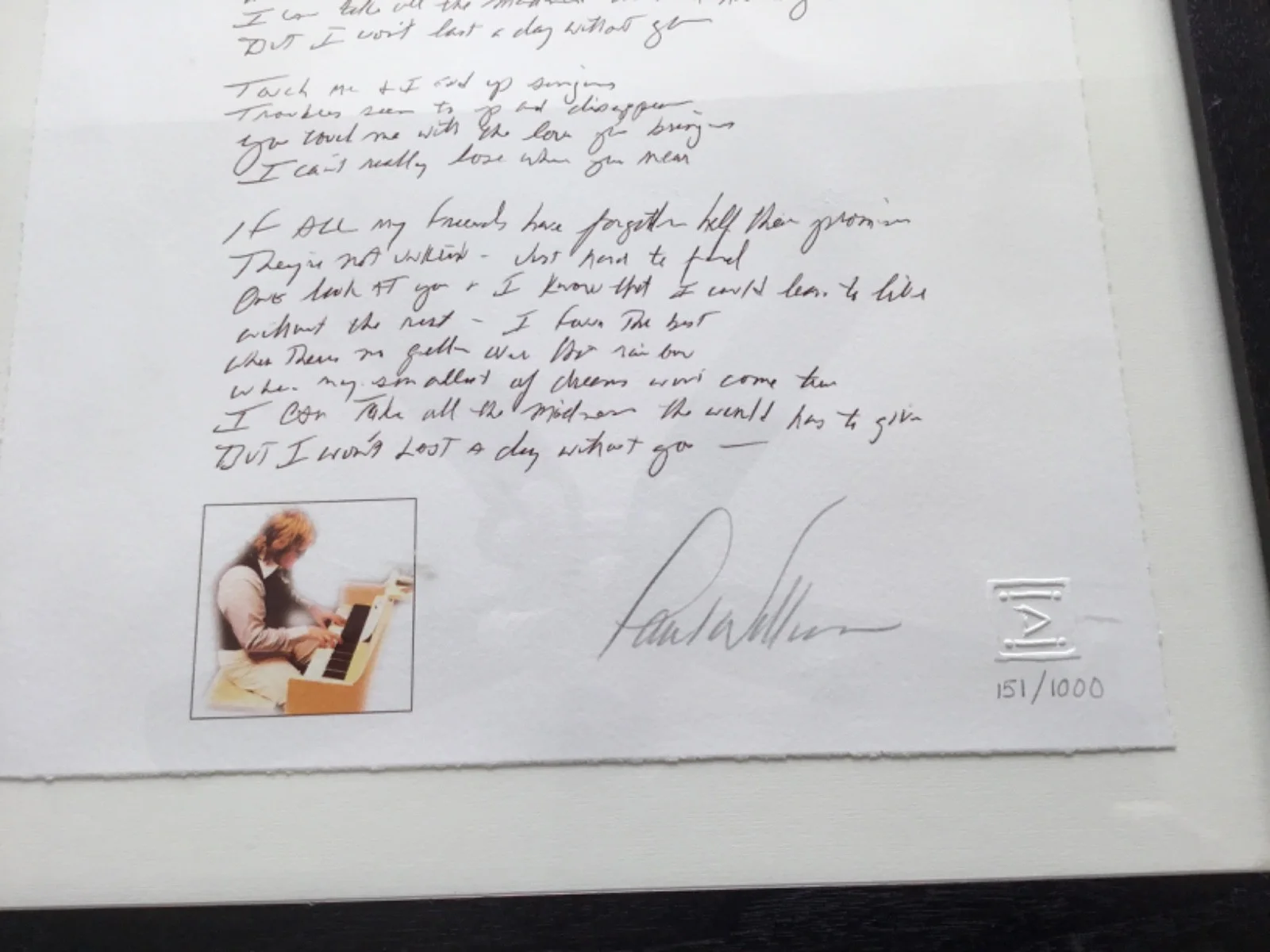 Paul Williams "I Wont Last a Day Without You" Signed Lyrics The Carpenters w/COA, image 5