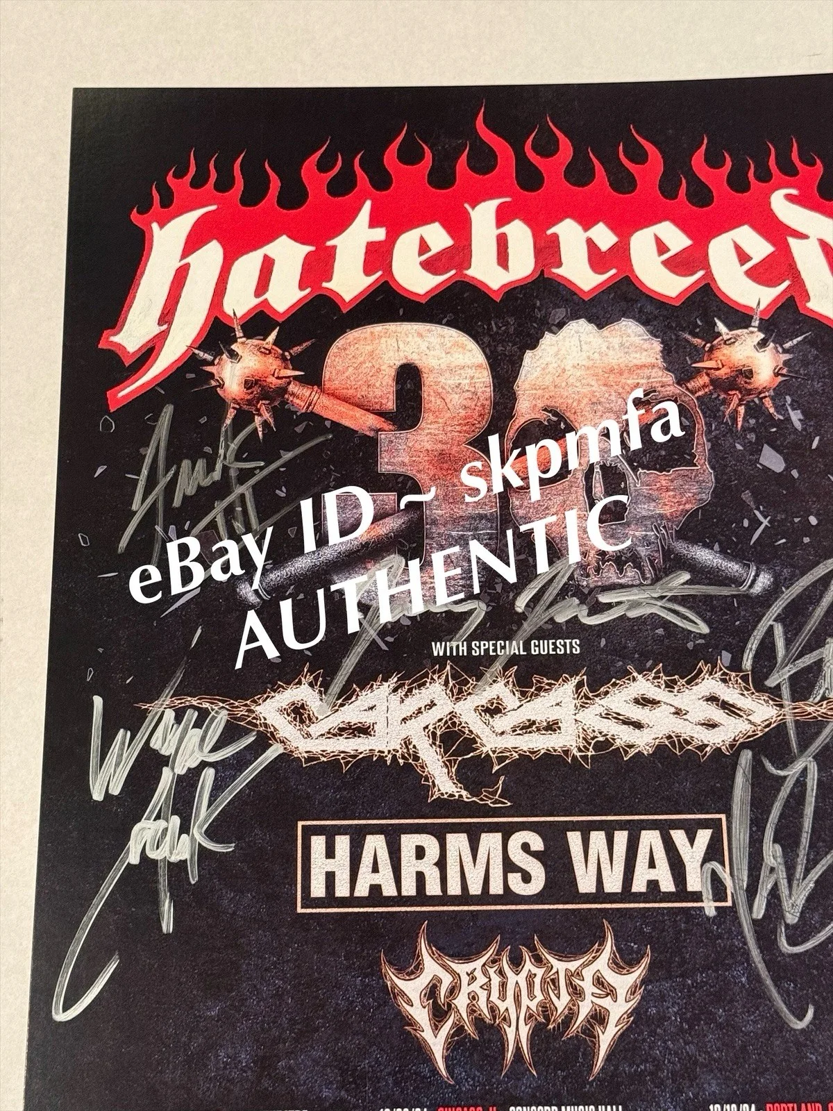 HATEBREED Framed Poster Band SIGNED 2024 Tour 11x17 💯 Official MERCH 🔥 🎤, изображение 3