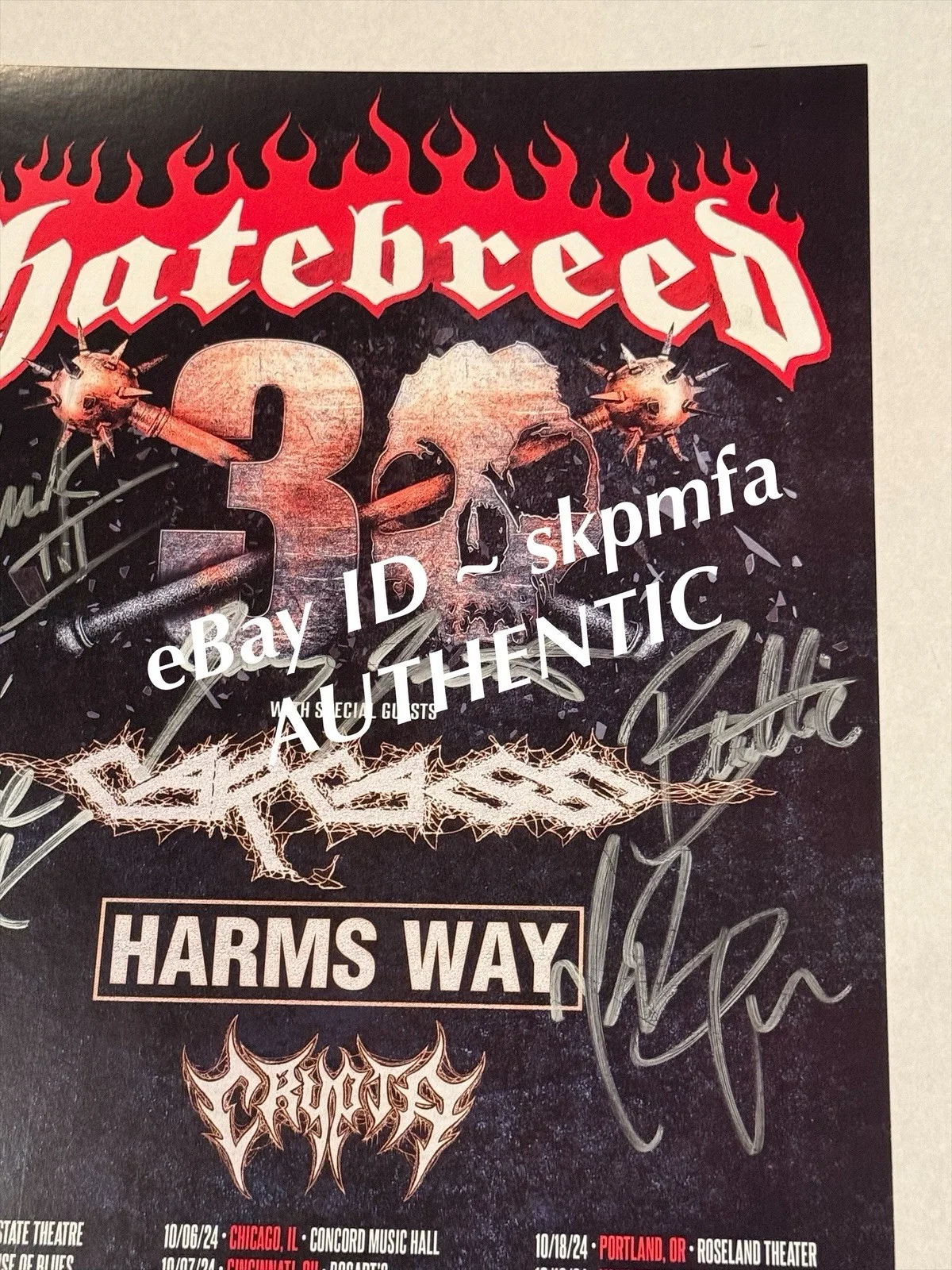 HATEBREED Framed Poster Band SIGNED 2024 Tour 11x17 💯 Official MERCH 🔥 🎤, изображение 4