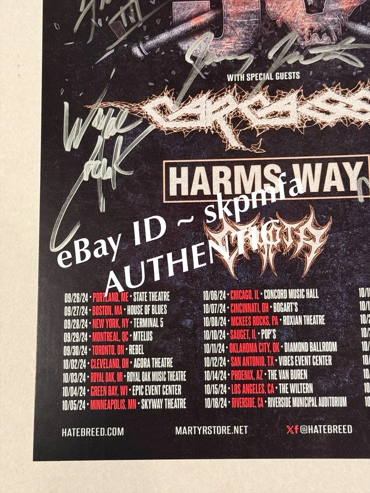 HATEBREED Framed Poster Band SIGNED 2024 Tour 11x17 💯 Official MERCH 🔥 🎤, изображение 5