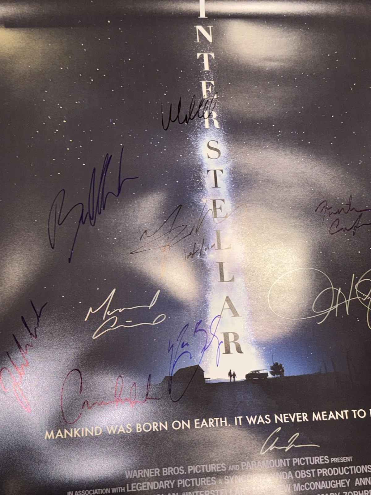 Interstellar Movie Poster Cast Signed COA Film Christopher Nolan Rare Oddysey, изображение 3