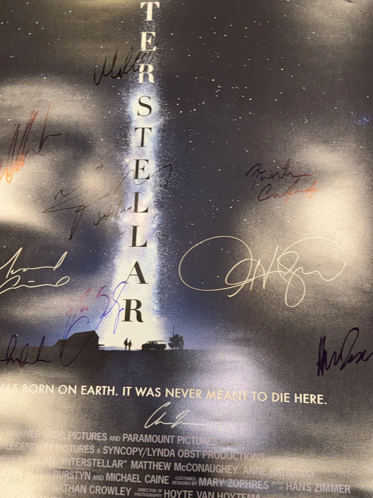 Interstellar Movie Poster Cast Signed COA Film Christopher Nolan Rare Oddysey, изображение 4