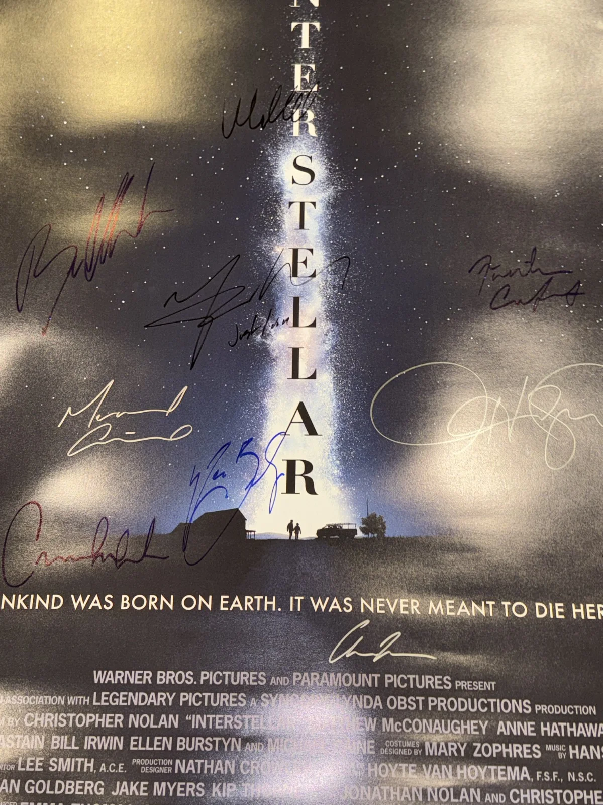 Interstellar Movie Poster Cast Signed COA Film Christopher Nolan Rare Oddysey, изображение 5