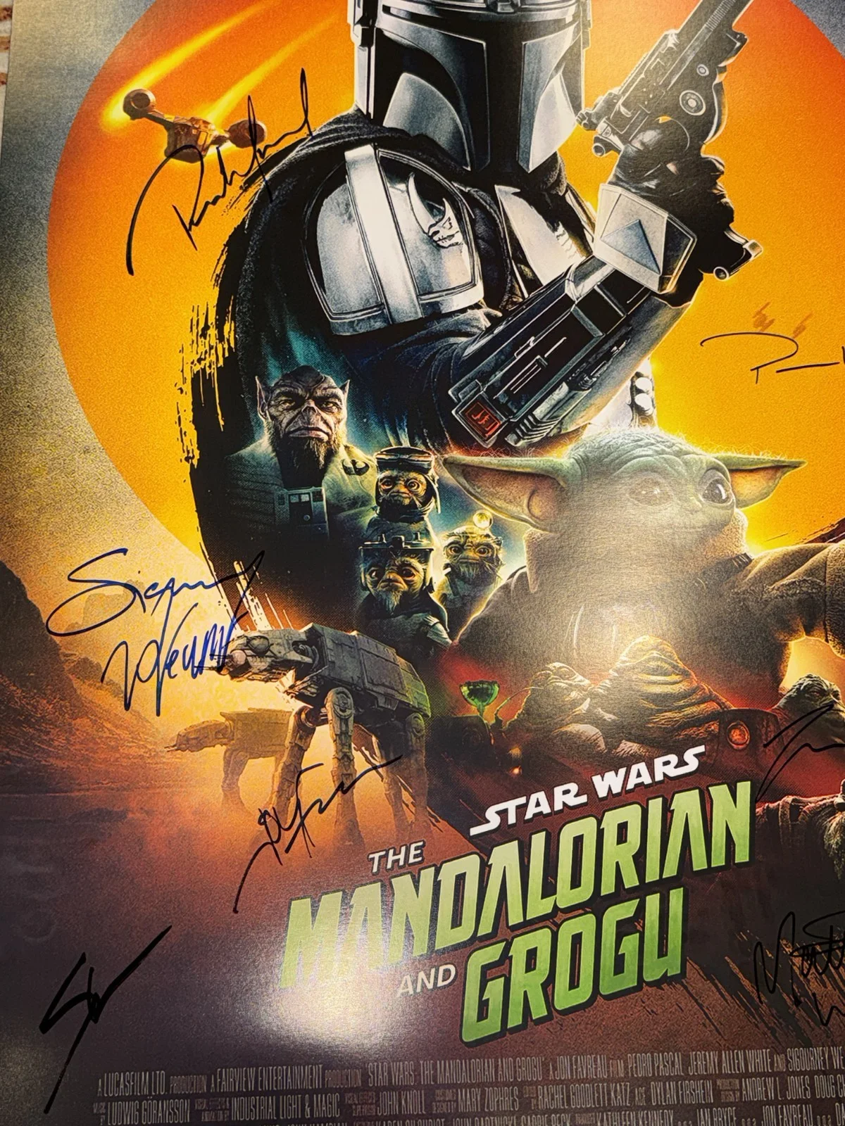 The Mandalorian and Grogu Star Wars Movie Poster Cast Signed COA Rare 2026 Film, изображение 3