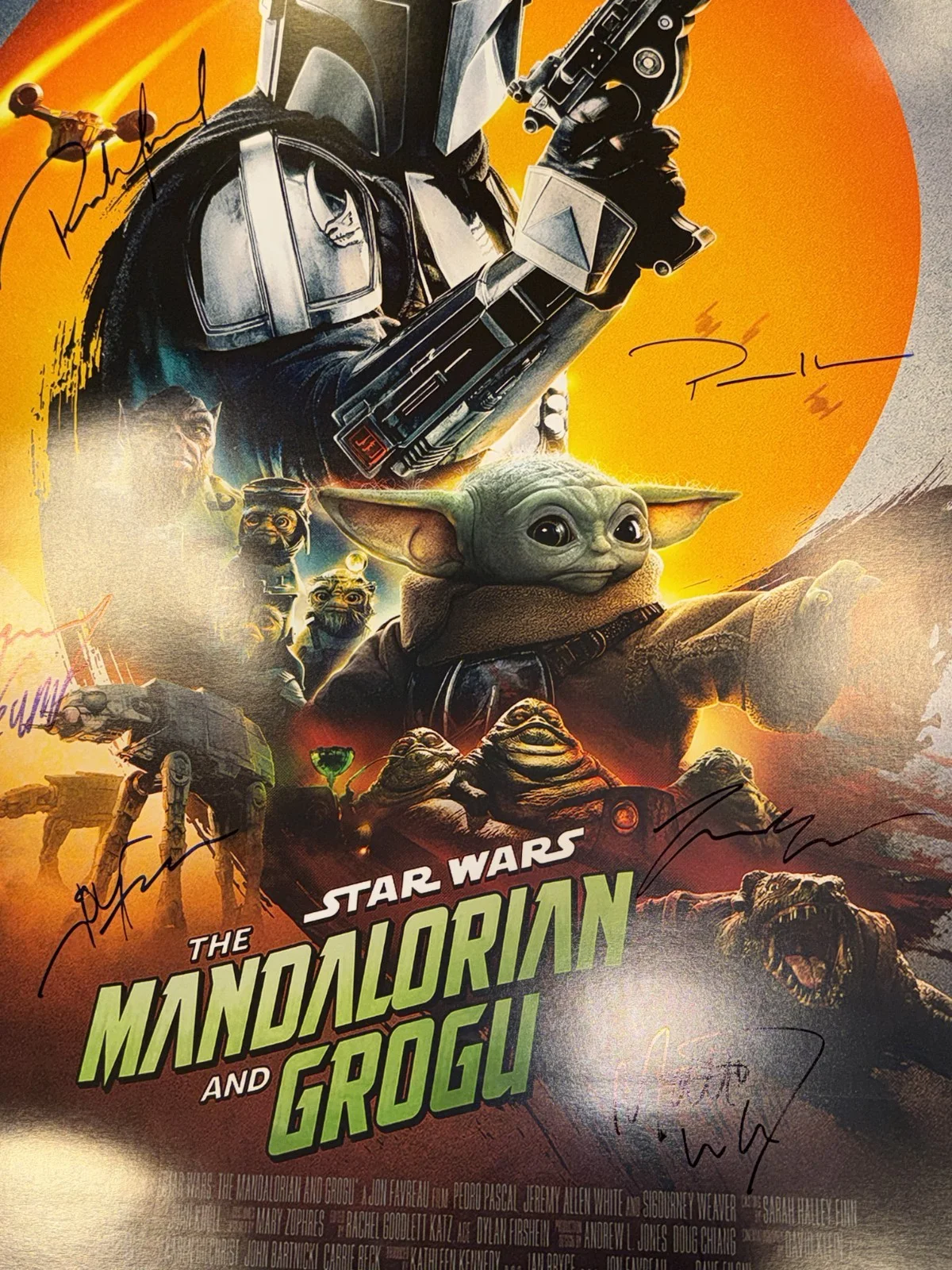 The Mandalorian and Grogu Star Wars Movie Poster Cast Signed COA Rare 2026 Film, изображение 4