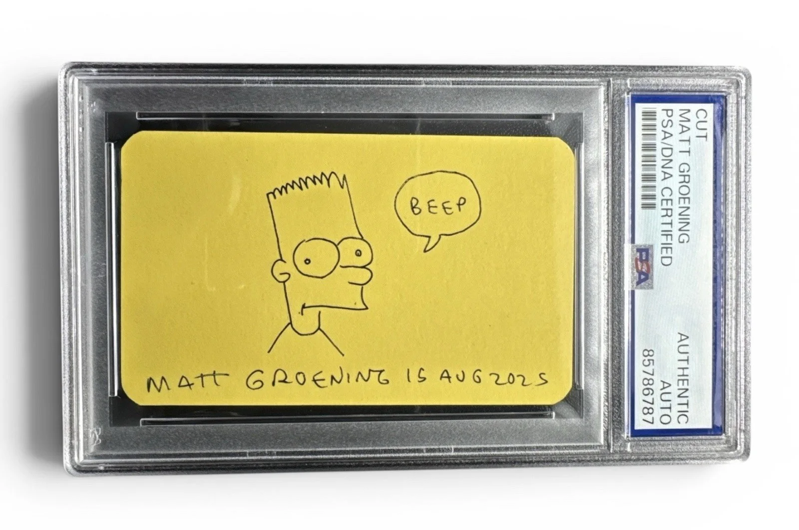 Matt Groening — Matt Groening Signed & Bart Simpson Sketch The Simpsons Cut PSA Slab Encaps, изображение 2