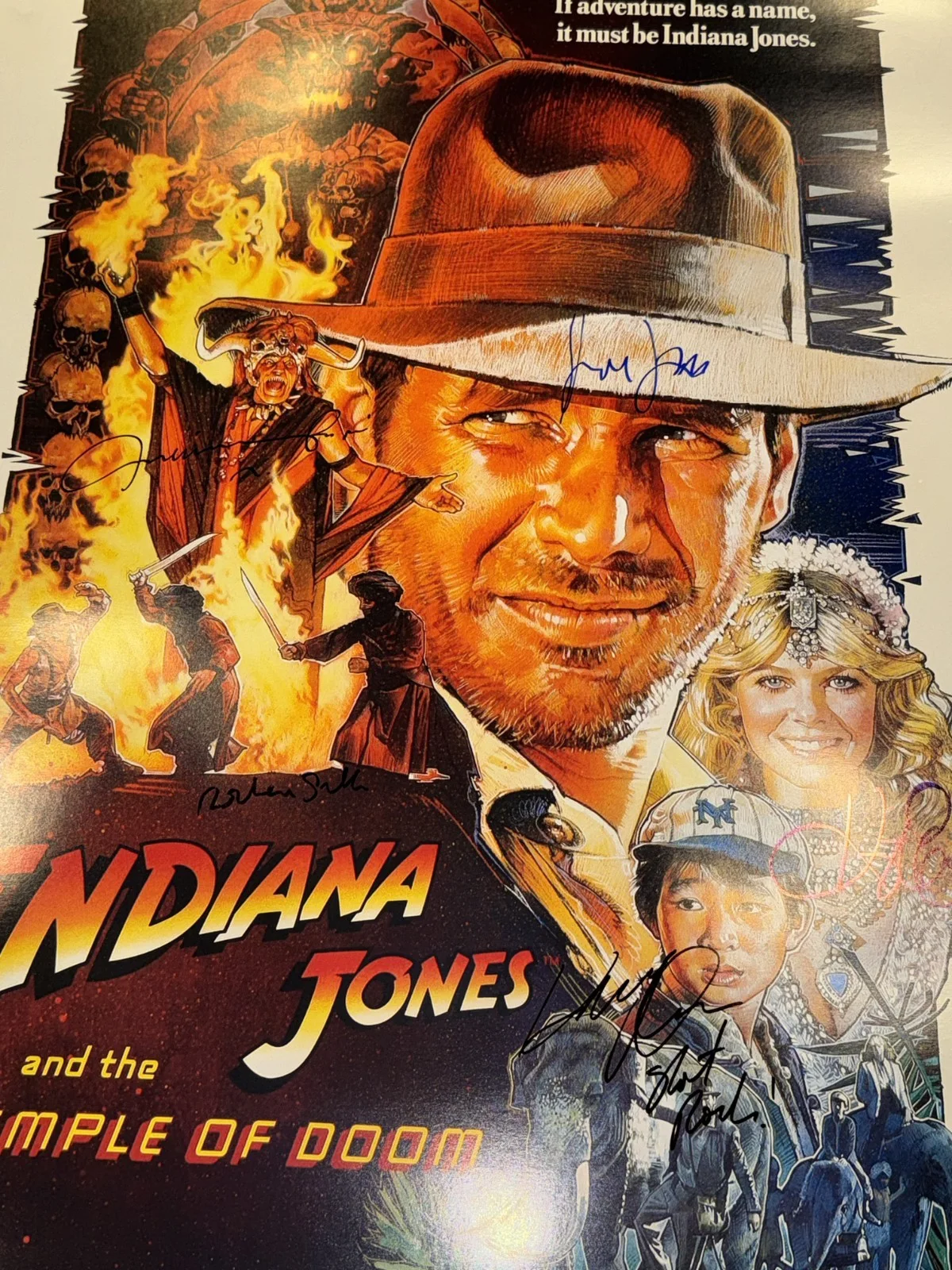 Indiana Jones and the Temple of Doom Movie Poster Cast Signed Harrison Ford COA, изображение 4