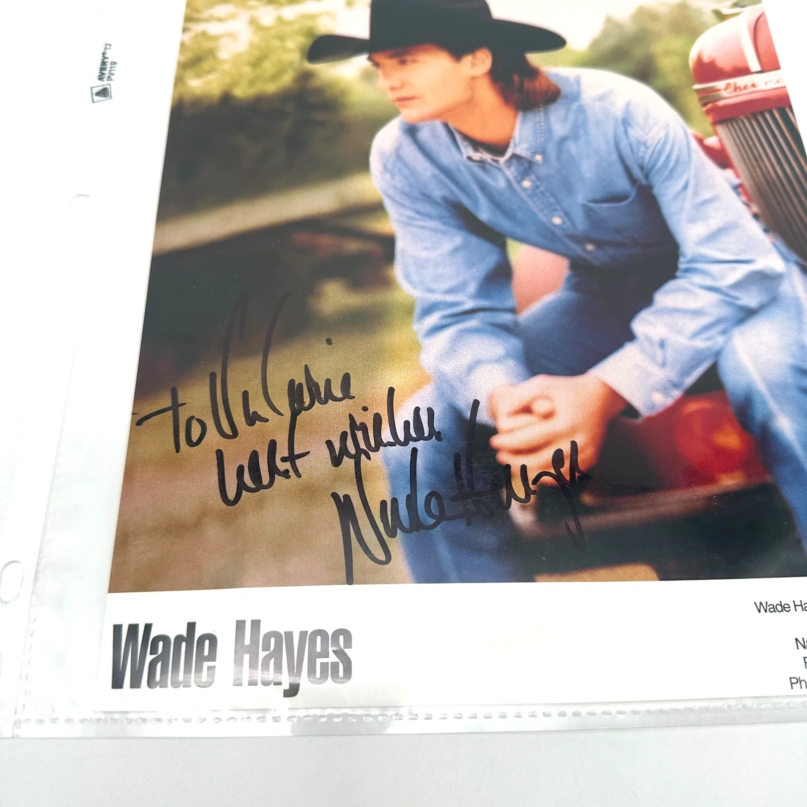 Wade Hayes Signed Fan Network Promo Photo Personalized “To Valerie” [CS1], image 2