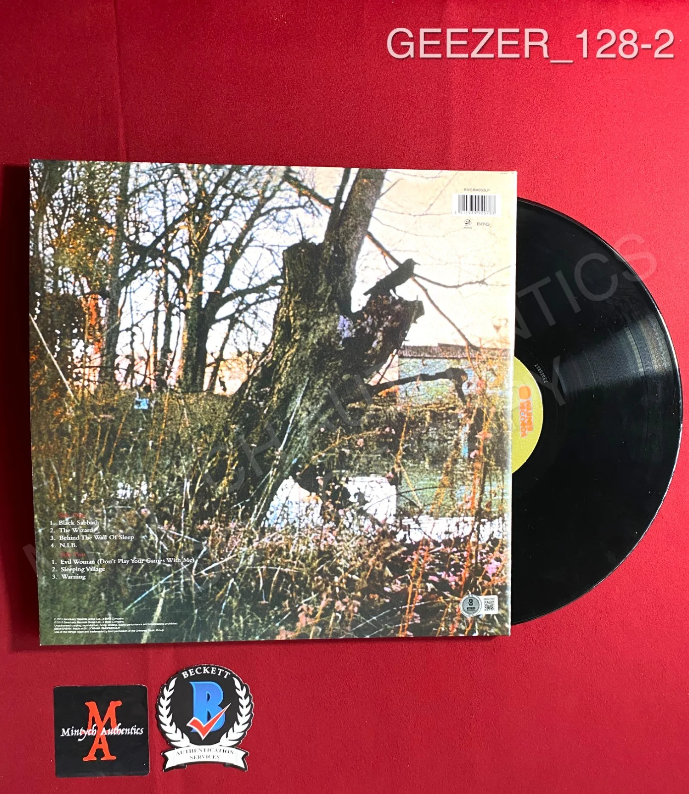 Geezer Butler Black Sabbath signed Black Sabbath vinyl Beckett COA Ozzy, image 2