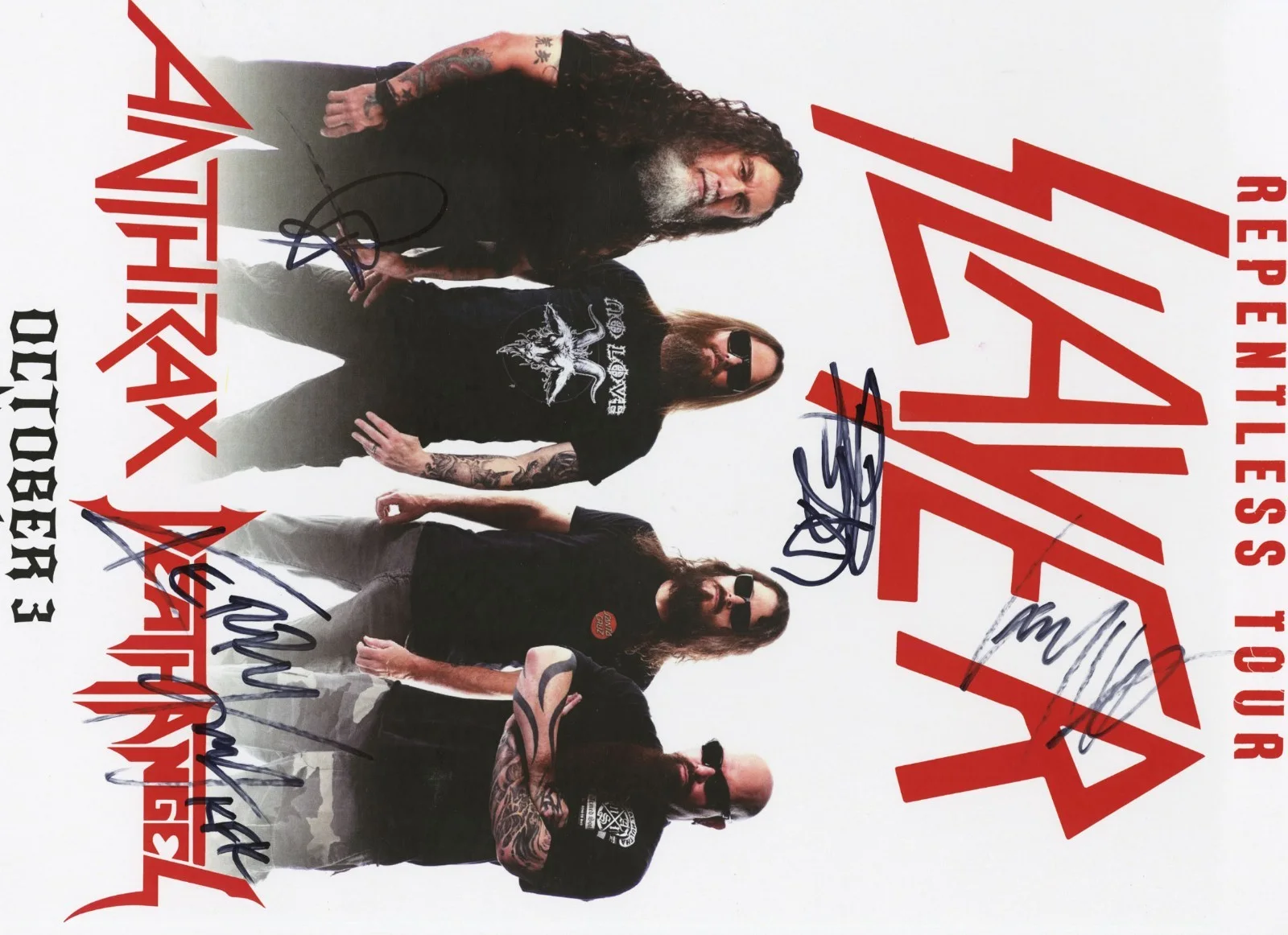 Slayer autographed gig poster Kerry King, Gary Holt, Tom Araya, Paul Bostaph, изображение 2