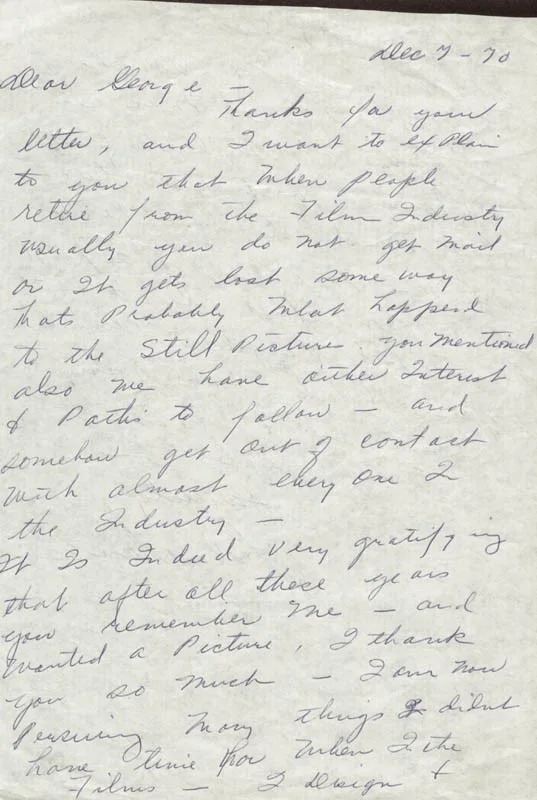 Lola Lane — LOLA LANE - AUTOGRAPH LETTER SIGNED 12/07/1970, image 2