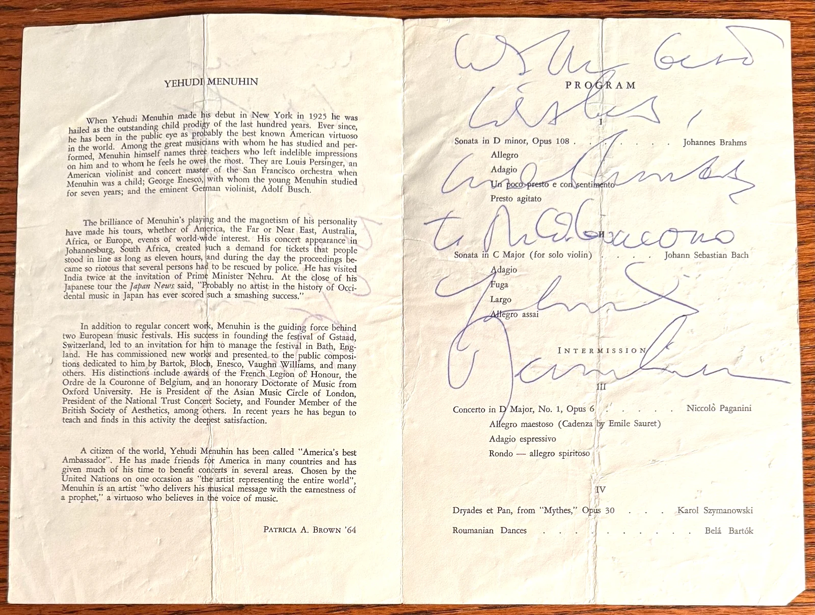 YEHUDI MENUHIN autographed program violinist signed, image 3