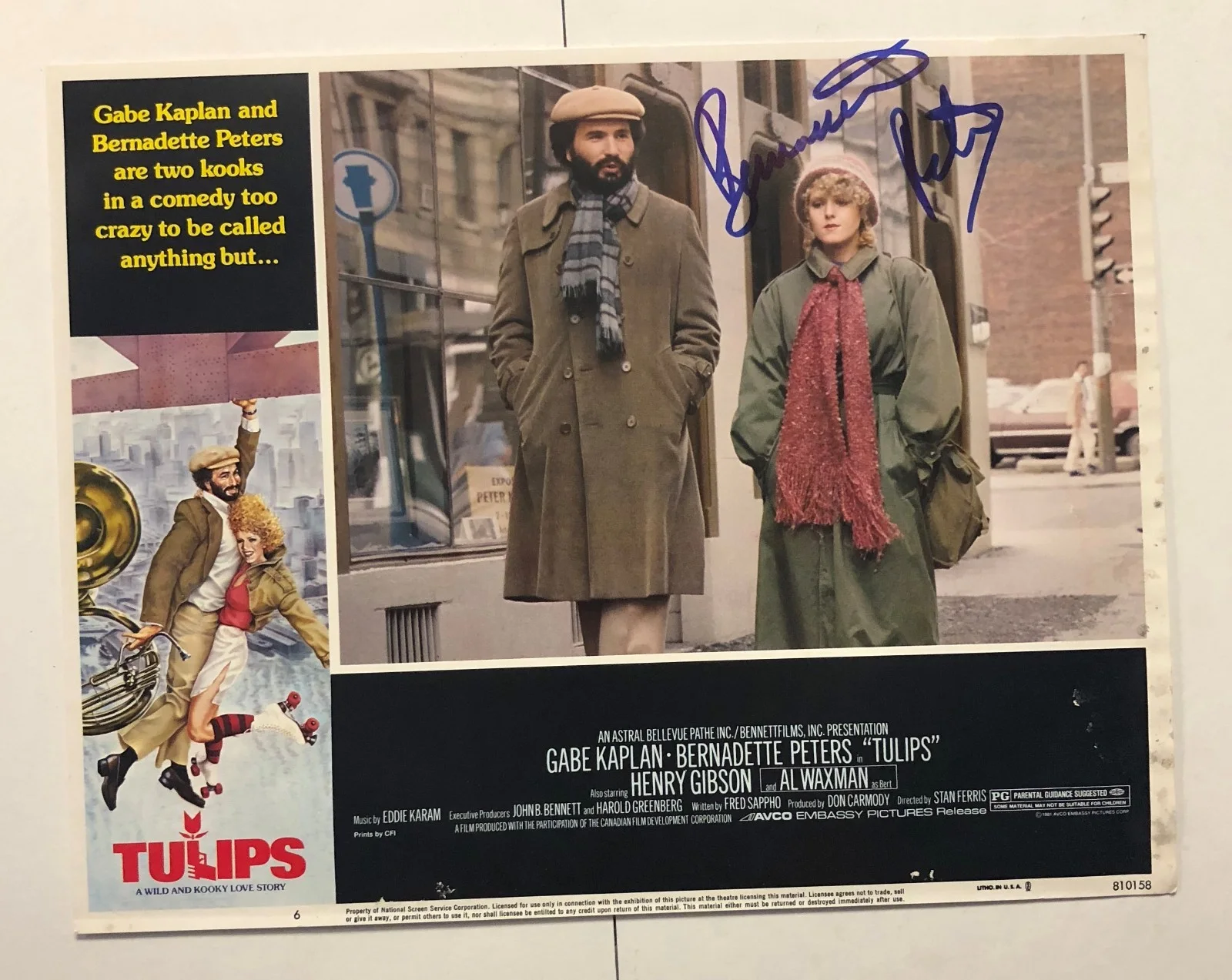 Bernadette Peters Signed Tulips Lobby Card 11X14 Photo JSA Certificate, image 3