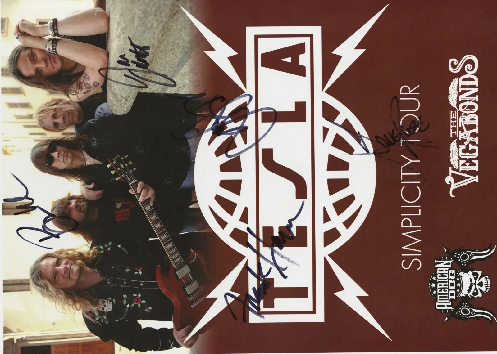 Tesla autographed gig poster Dave Rude, Troy Luccketta, Frank Hannon, изображение 3