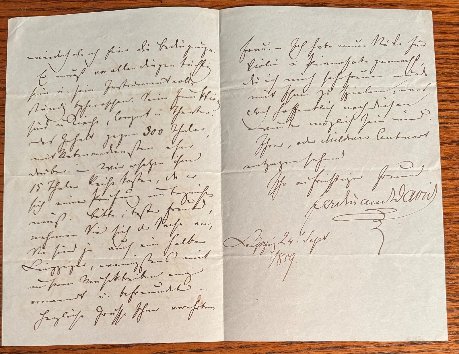FERDINAND DAVID violinist Autograph Letter to pianist DREYSCHOCK Leipzig 1859, изображение 3