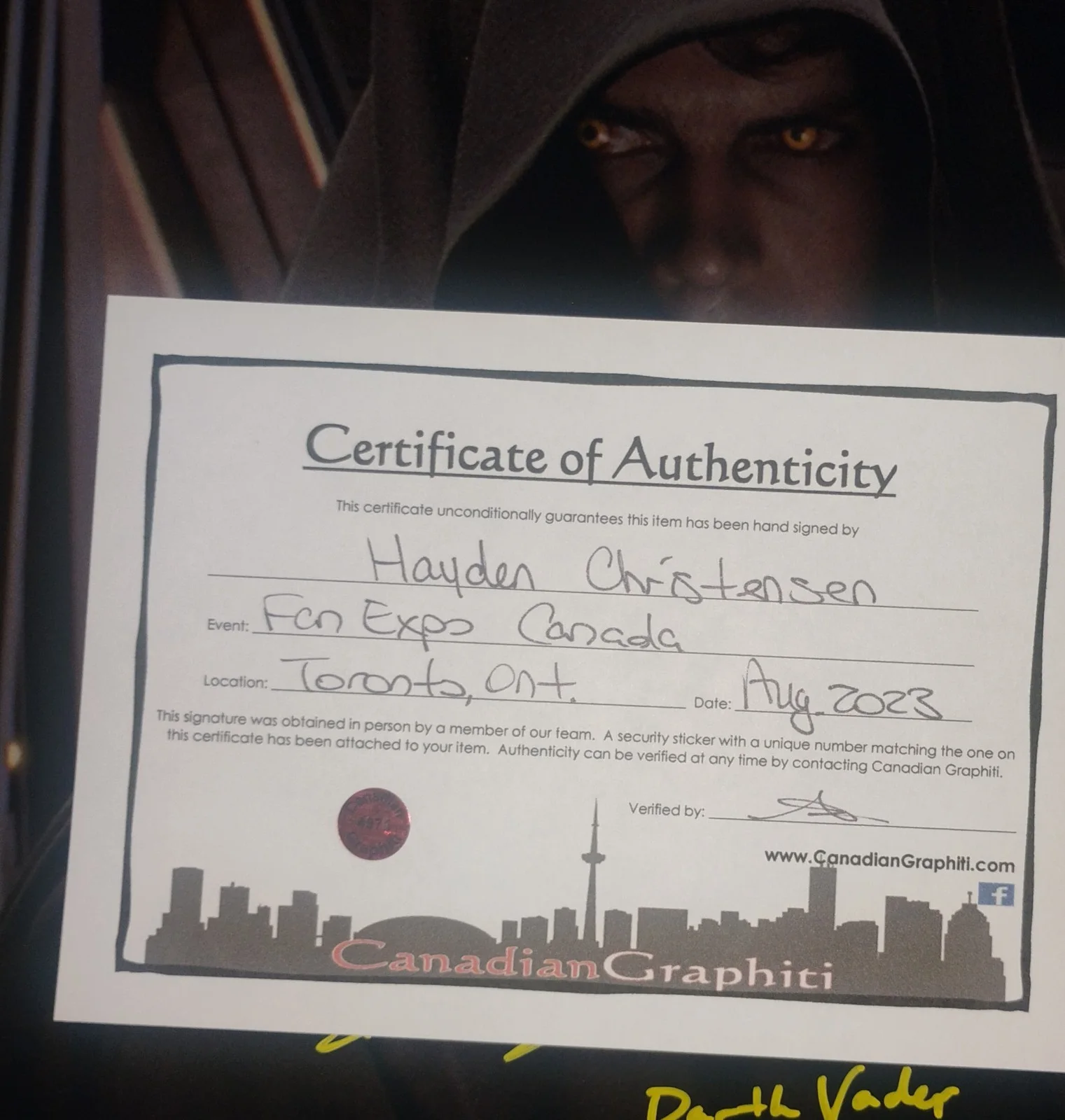 Hayden Christensen Hand Signed 11x14 Photo COA Star Wars NO US TARIFFS, image 4