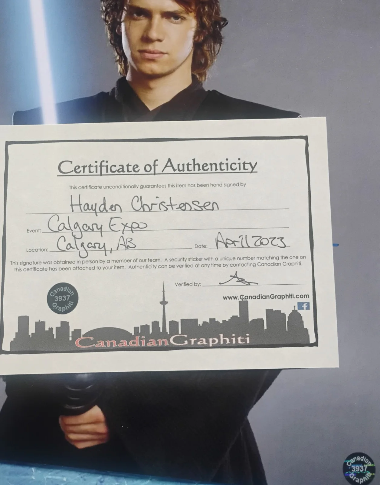 Hayden Christensen Hand Signed 11x14 Photo COA Star Wars NO US TARIFFS, image 4