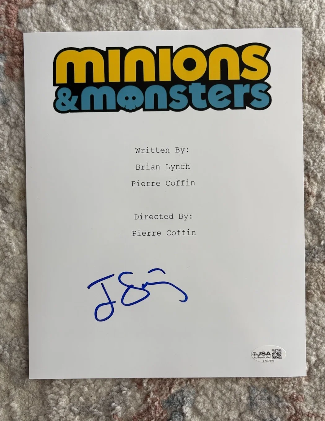 Jesse Eisenberg — Jesse Eisenberg Signed Autographed Minions & Monsters Script Cover 8x10 JSA COA!, image 2