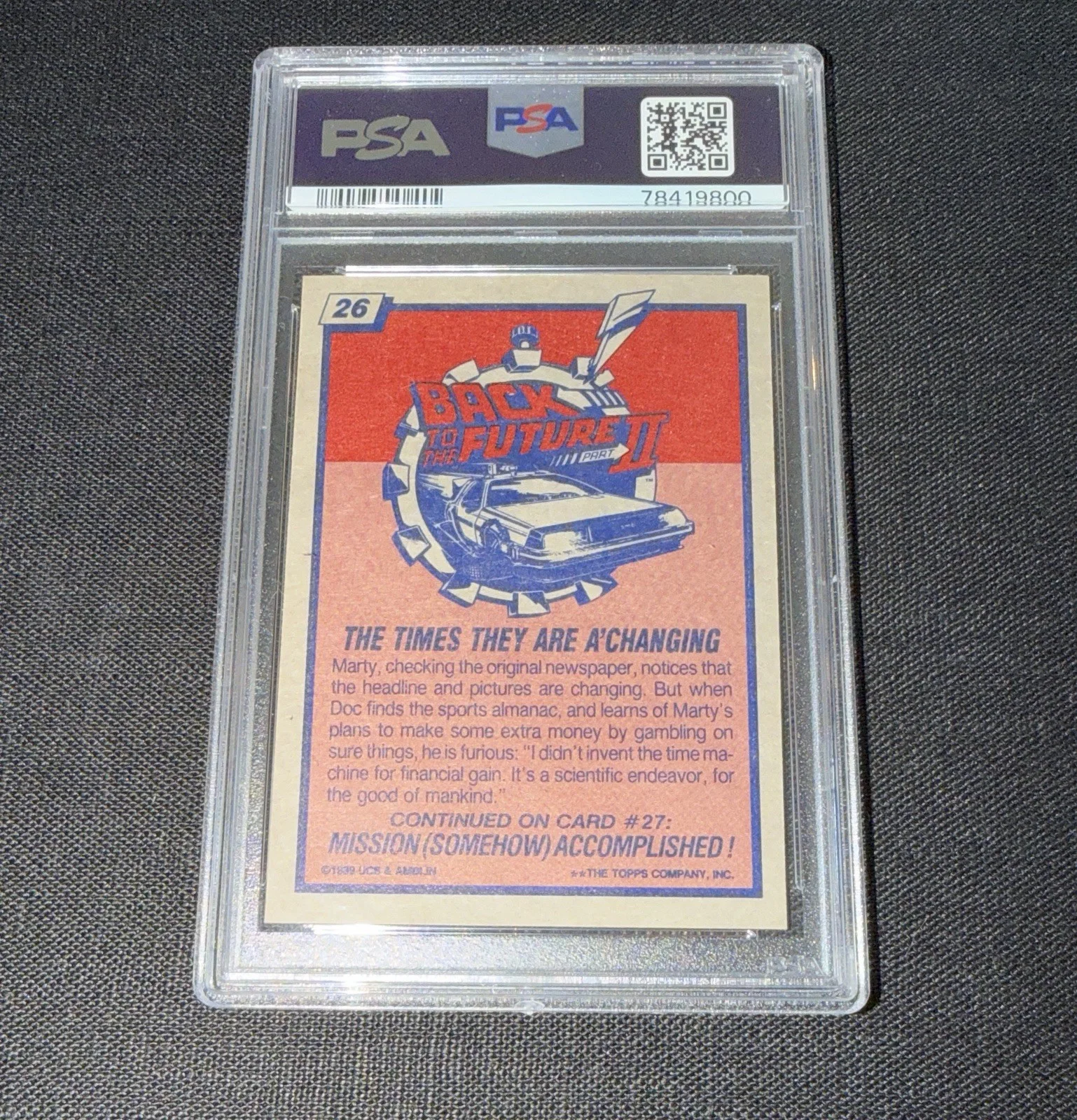 Michael J. Fox / Christopher Lloyd Signed 1989 Topps Back To The Future Card PSA, image 2