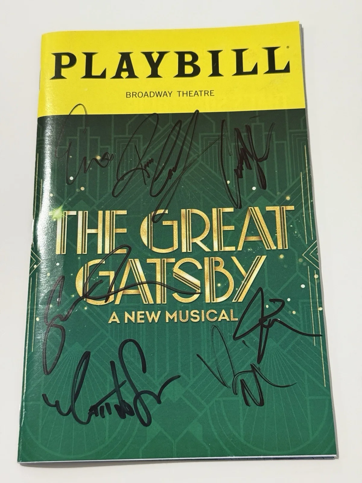 Reeve Carney, Eva Noblezada, Corbin Bleu, cast members — Great Gatsby Signed Broadway Playbill Reeve Carney, Eva Noblezada, Corbin Bleu