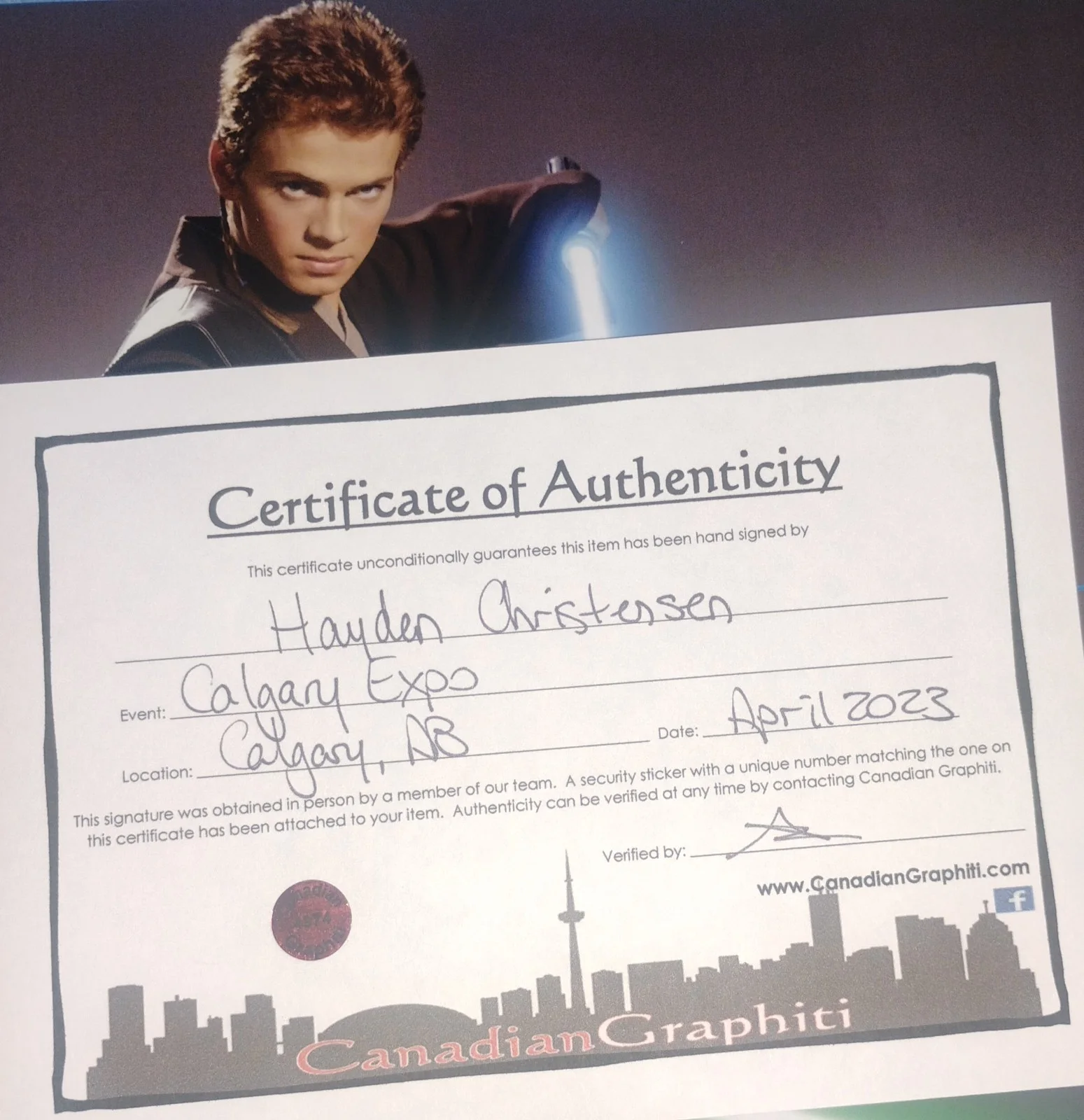 Hayden Christensen Hand Signed 8x10 Photo COA Star Wars NO US TARIFFS, image 4