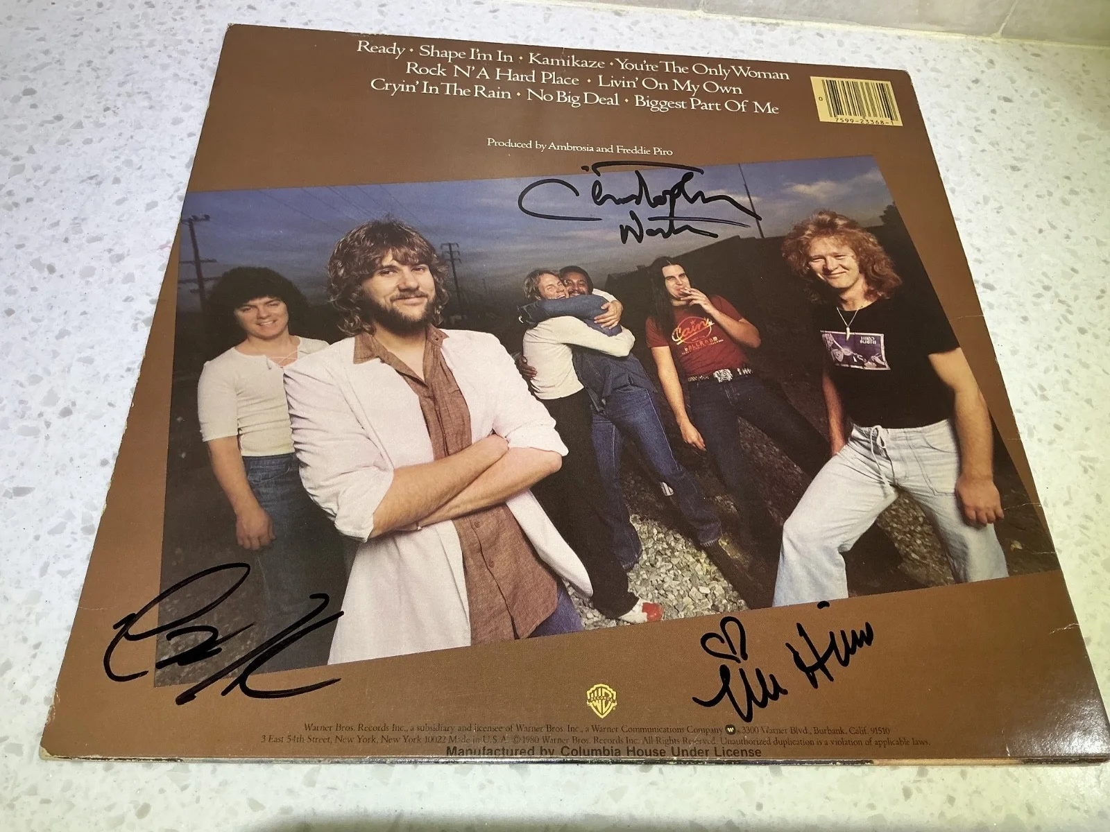 2 Ambrosia Signed autographed Album Record LP Sleeves Covers One Eighty, image 3