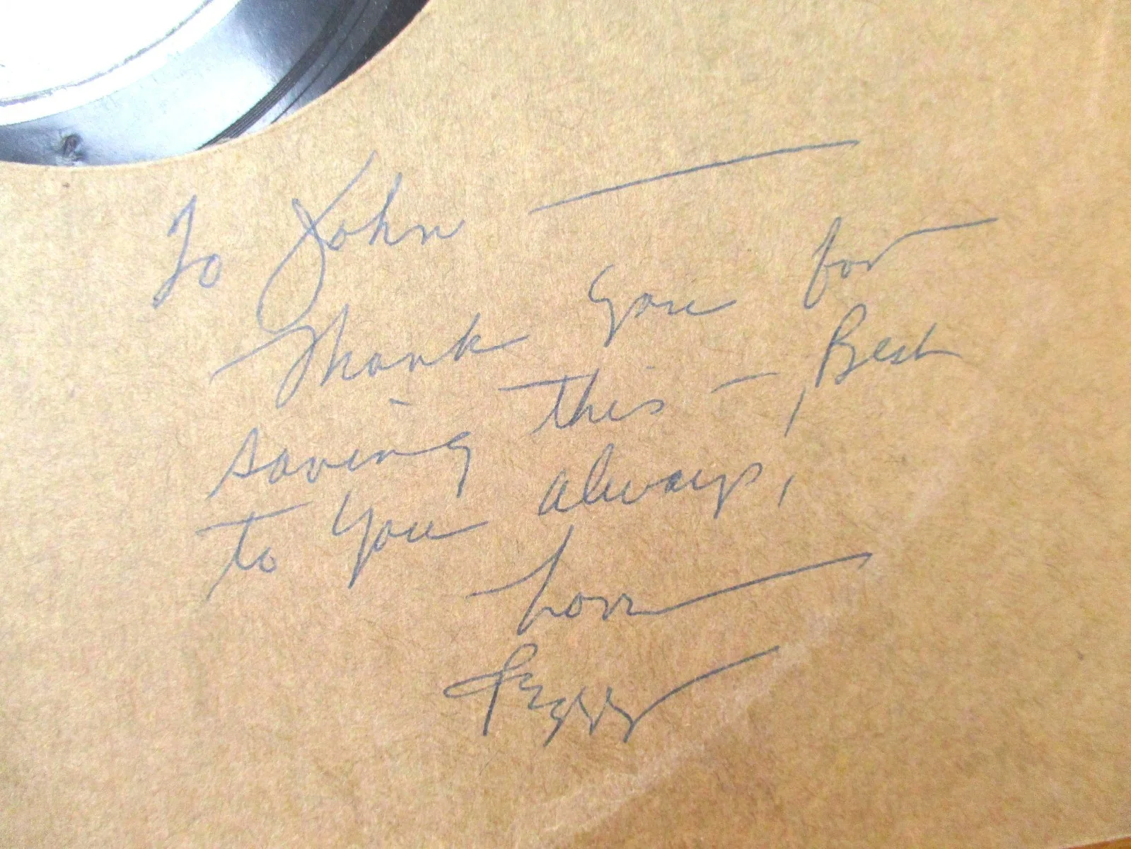 Signed Peggy Lee 78 RPM Capitol 236 Sleeve Inscribed From John Gilliland Estate, изображение 2