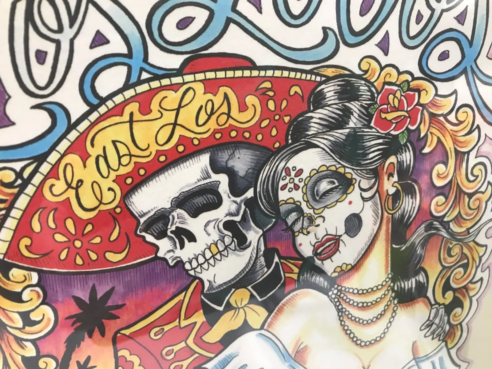LOS LOBOS 2014 La Pistola y El Corazon Tour day of the dead theme concert poster, изображение 2