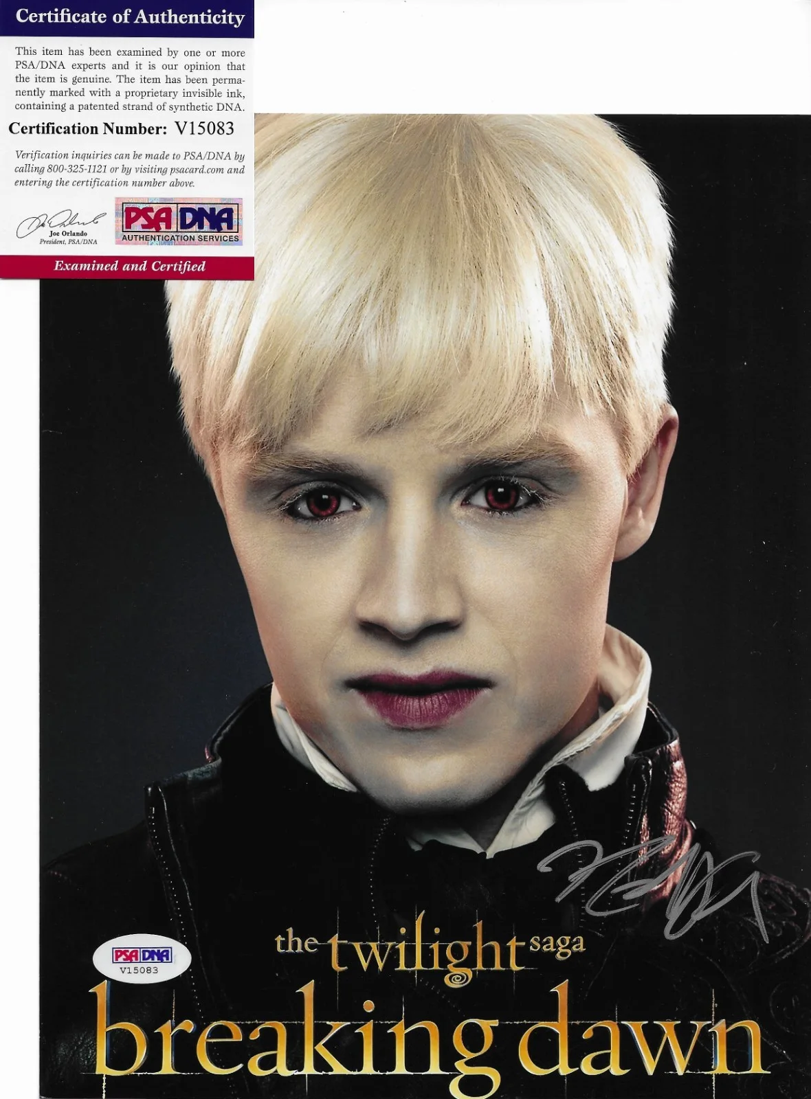 Noel Fisher — Noel Fisher PSA/DNA COA Signed 8x10 Photo Autographed Twilight Saga Vladimir 83, изображение 2