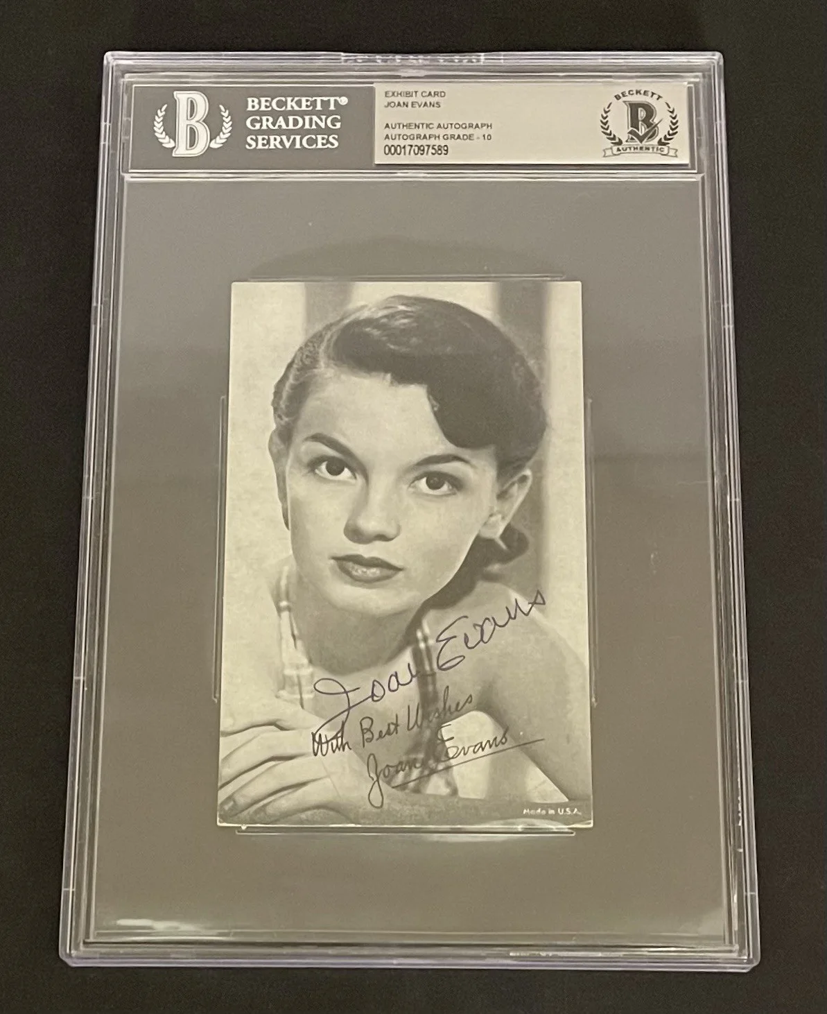 Joan Evans — Joan Evans BAS Signed 3x5 Exhibit Card Autographed Slabbed Skirts Ahoy!, image 2