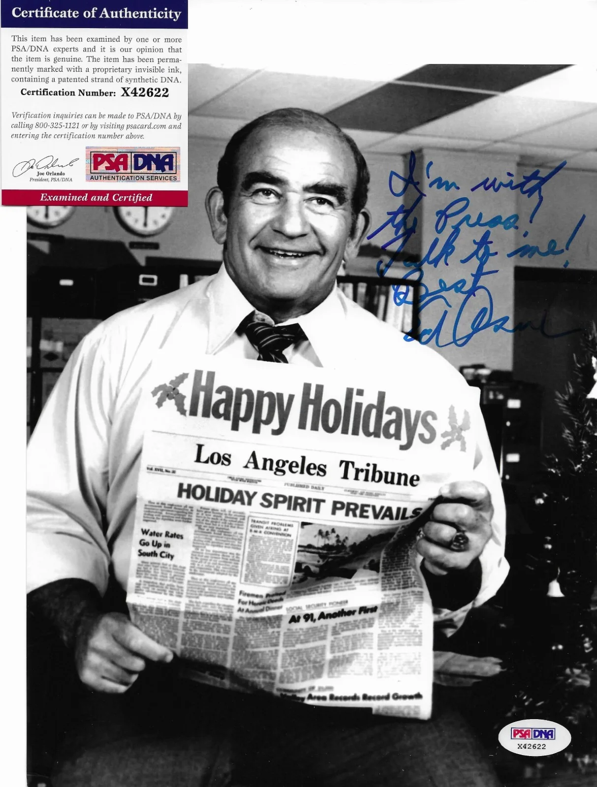 Ed Asner — Ed Asner Signed 8x10 Photo Autographed PSA/DNA COA Lou Grant Mary Tyler Moore, image 2