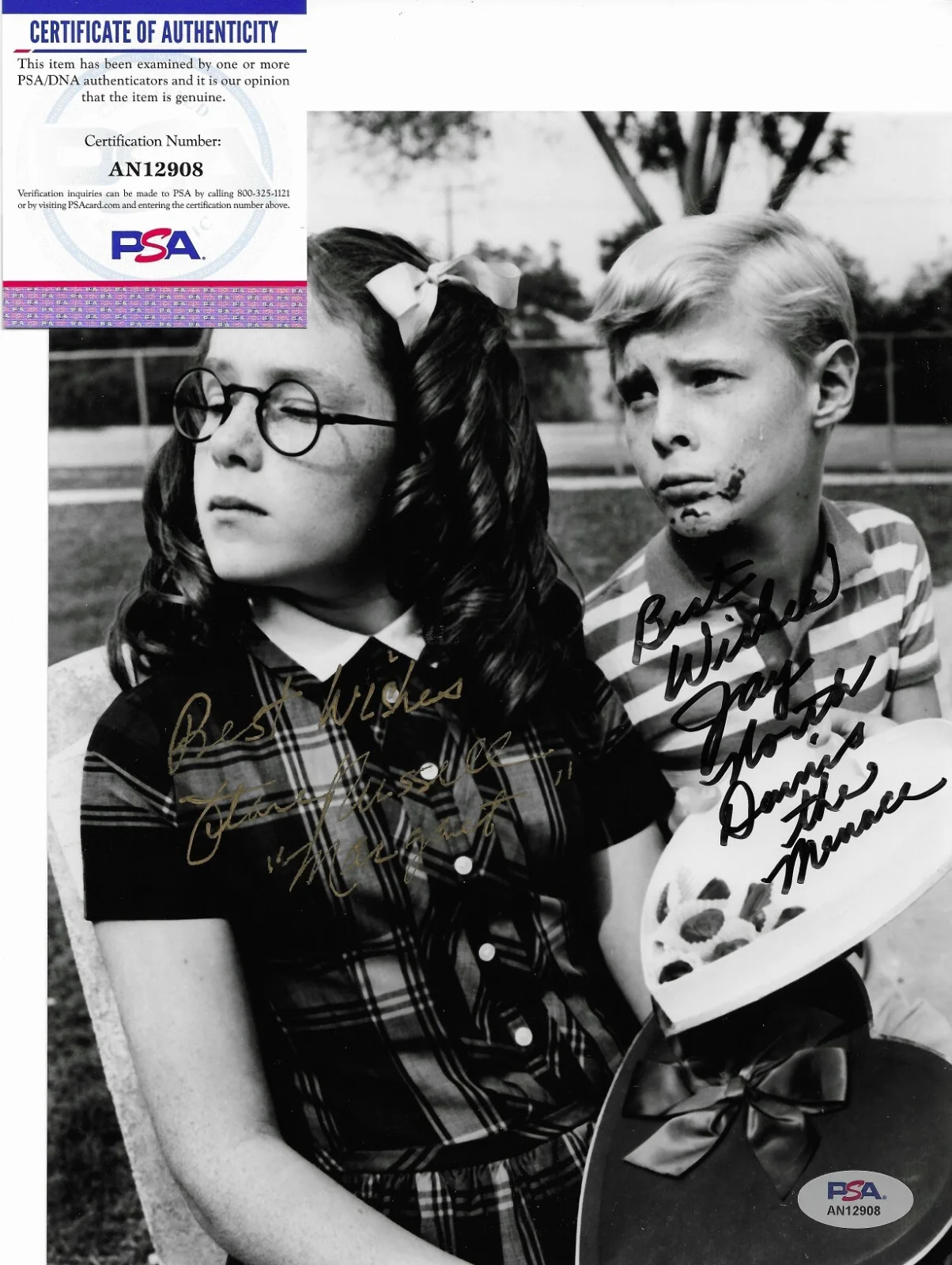 Jay North Jeannie Russell — Jay North Jeannie Russell PSA/DNA Signed 8x10 Photo Autographed Dennis Menace, изображение 2
