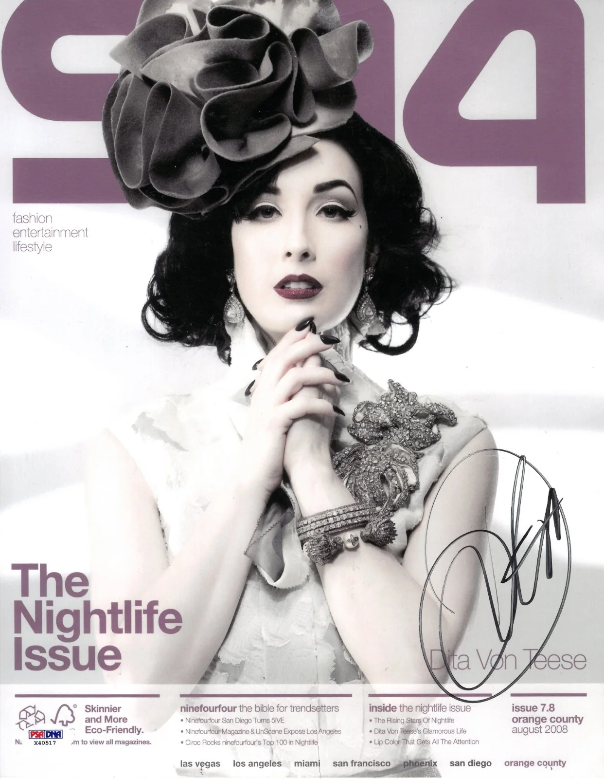 Dita Von Teese — Dita Von Teese PSA/DNA COA Signed 11x14 Photo Autographed Burlesque Lovely 517