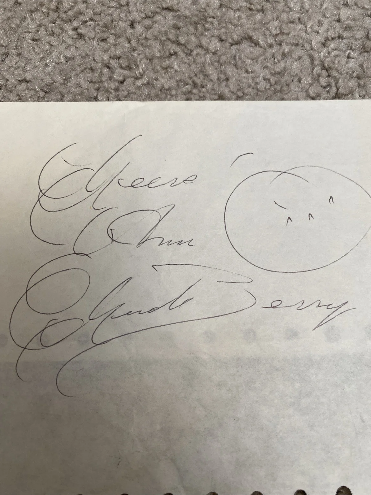 Chuck Berry signed white page, image 2