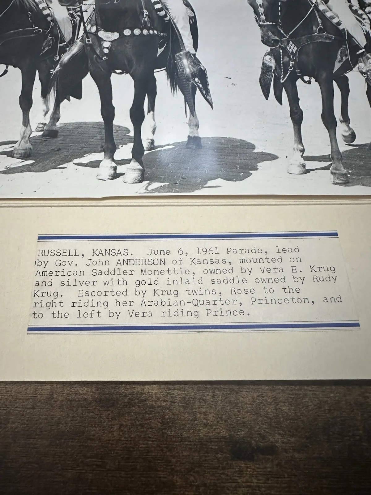 Rose Krug — Signed 1961 Russell Kansas Parade Horse Photograph Rose Krug, изображение 2