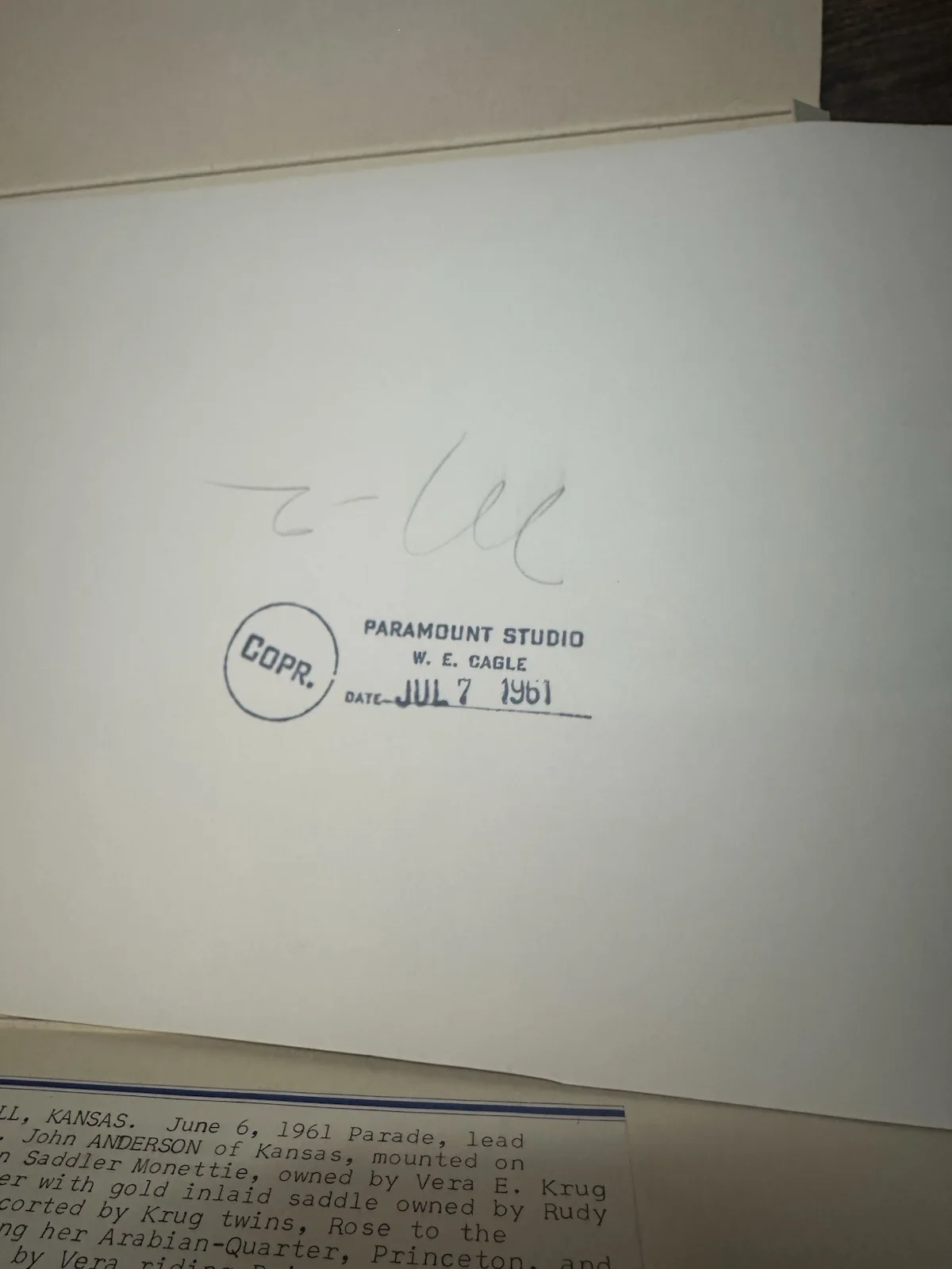 Rose Krug — Signed 1961 Russell Kansas Parade Horse Photograph Rose Krug, изображение 4