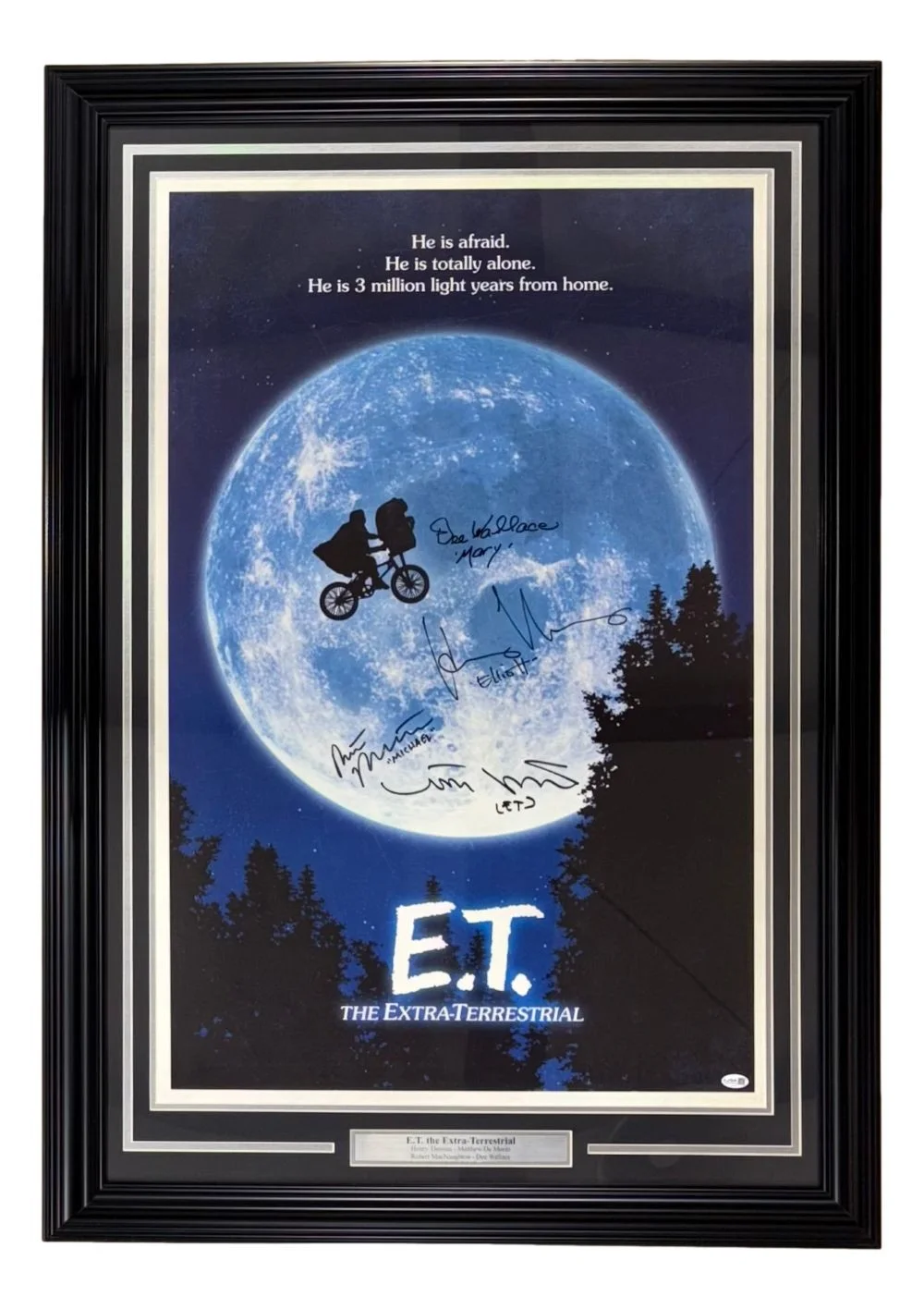 Henry Thomas — ET Cast (4) Signed Framed 24x36 ET Poster Henry Thomas De Merritt & More JSA