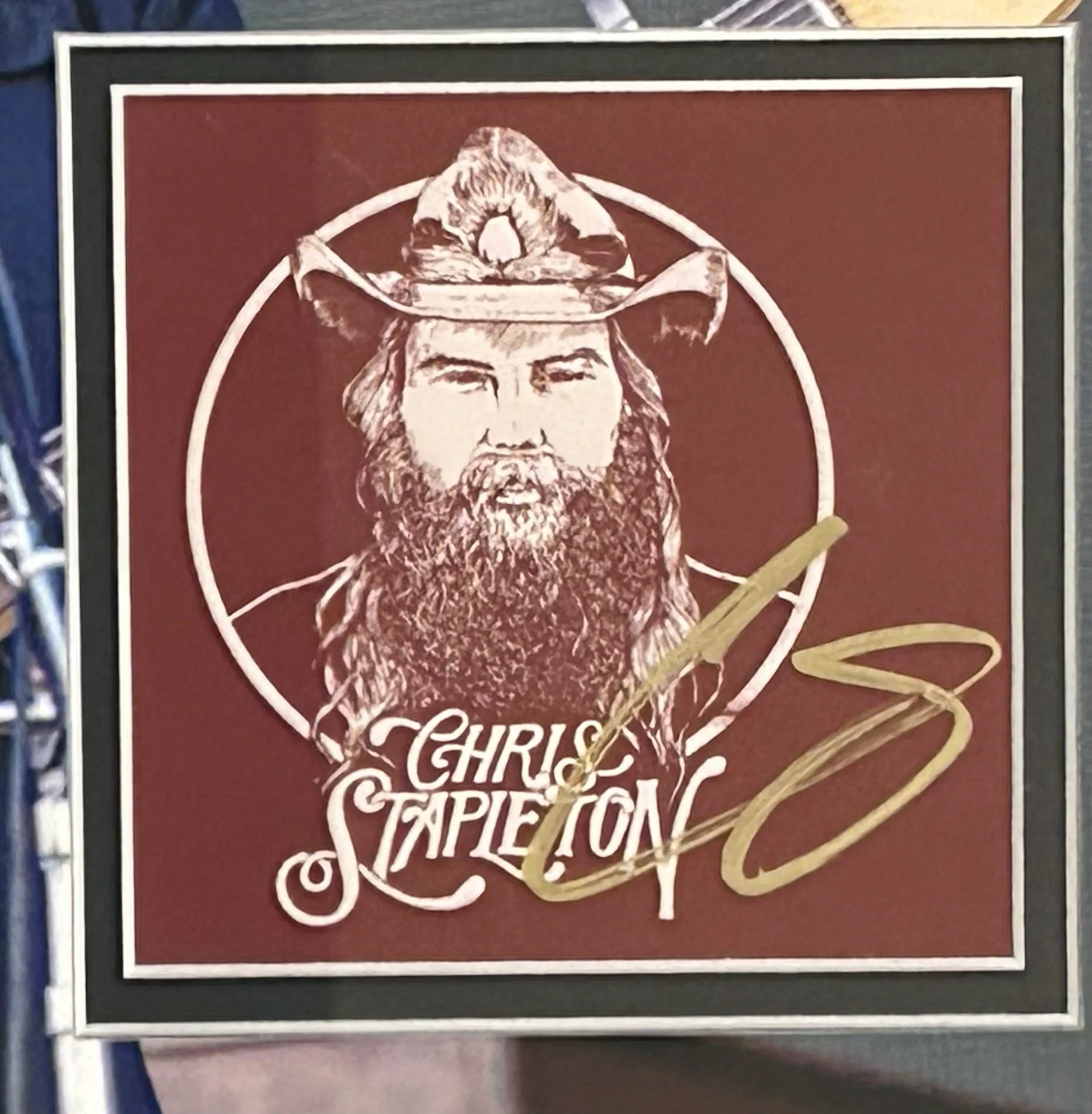Chris Stapleton Signed CD Autographed Photo Insert Framed 23x29, image 2