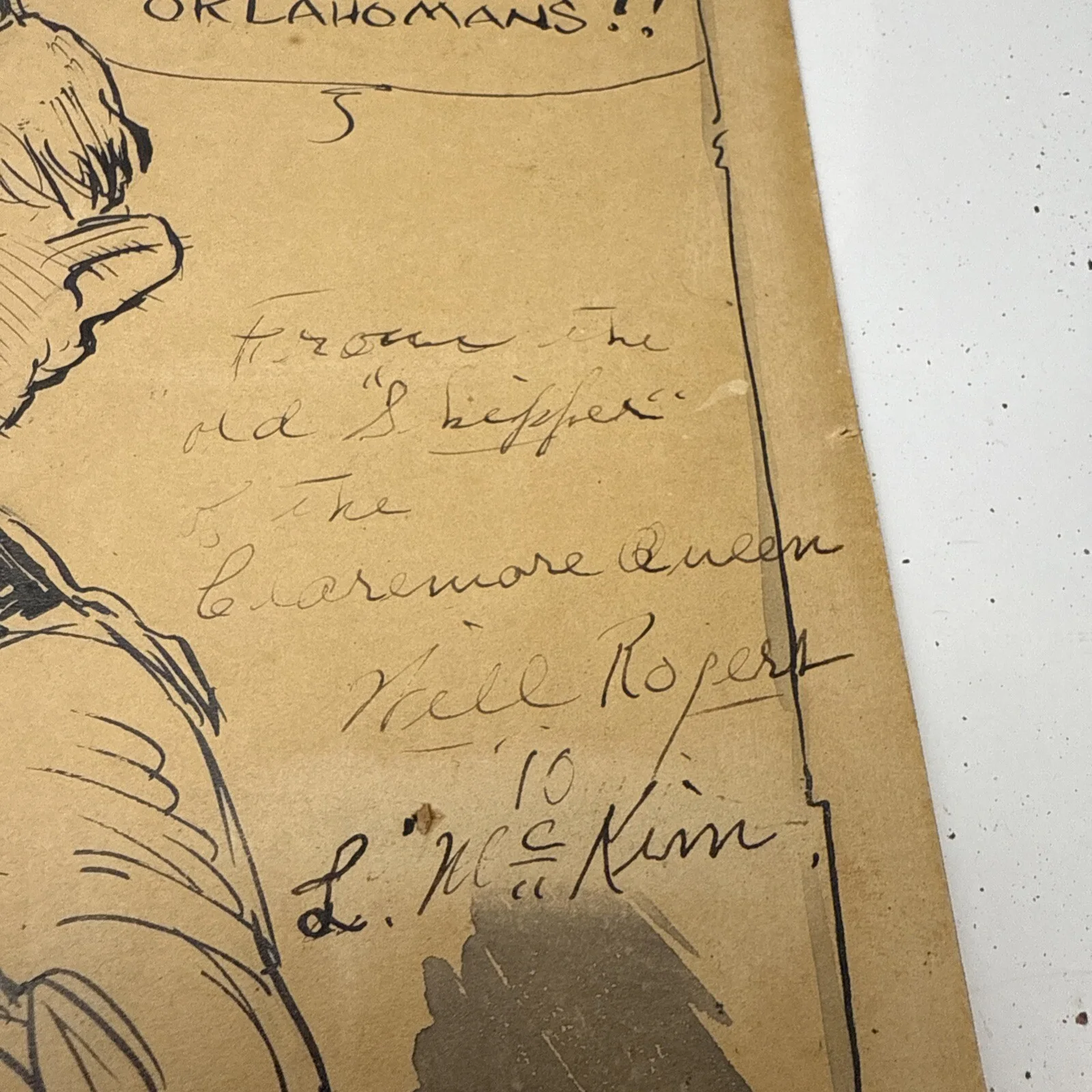 Will Rogers — Will Rogers &Irvin S. Cobb Autographed Caricatures From Steamboat Round the Bend, изображение 3