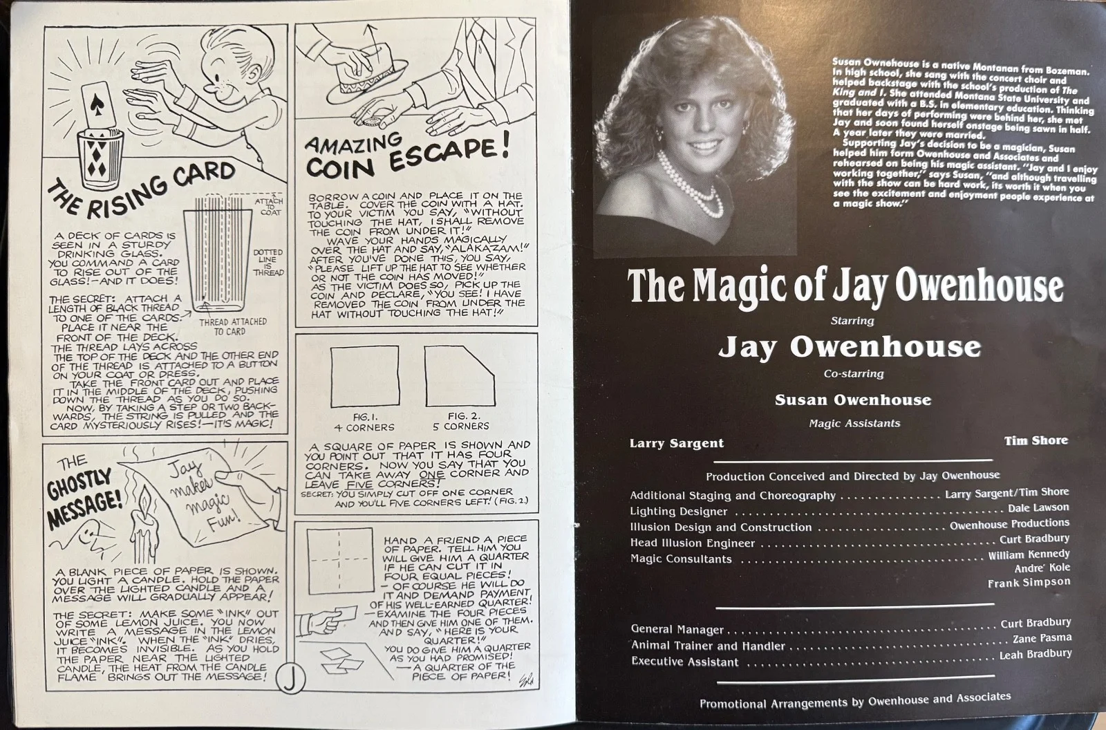 Jay Owenhouse, Tim Shore, Susan Owenhouse — Vintage 1993 Jay Owenhouse Signed Bozeman MT Magic Show Program Samson Lion, image 4