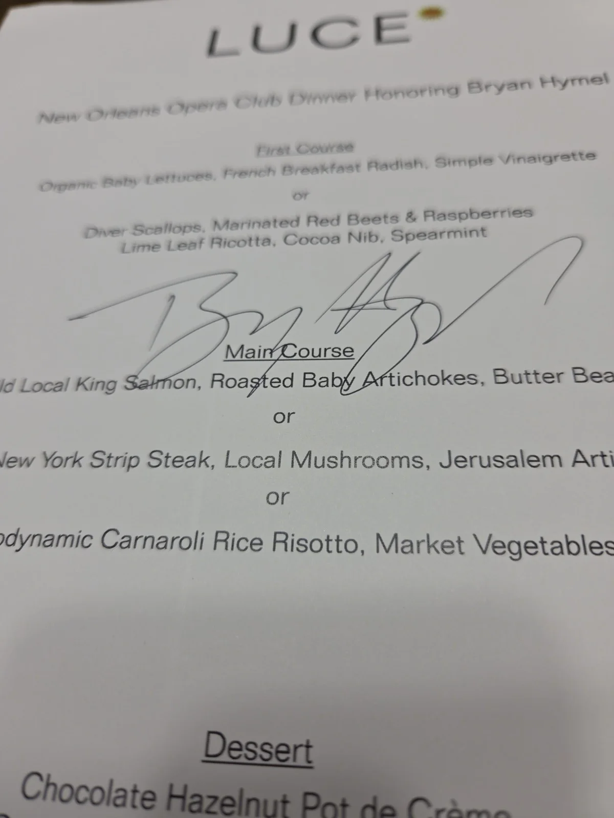 Bryan Hymel American Opera Tenor Signed New Orleans Opera Club Dinner Menu, изображение 2