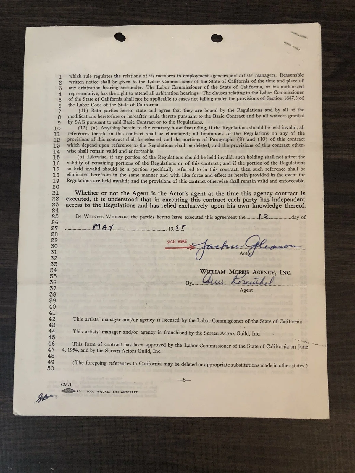Jackie Gleason Signed 1958 Television Contract (JSA), image 2