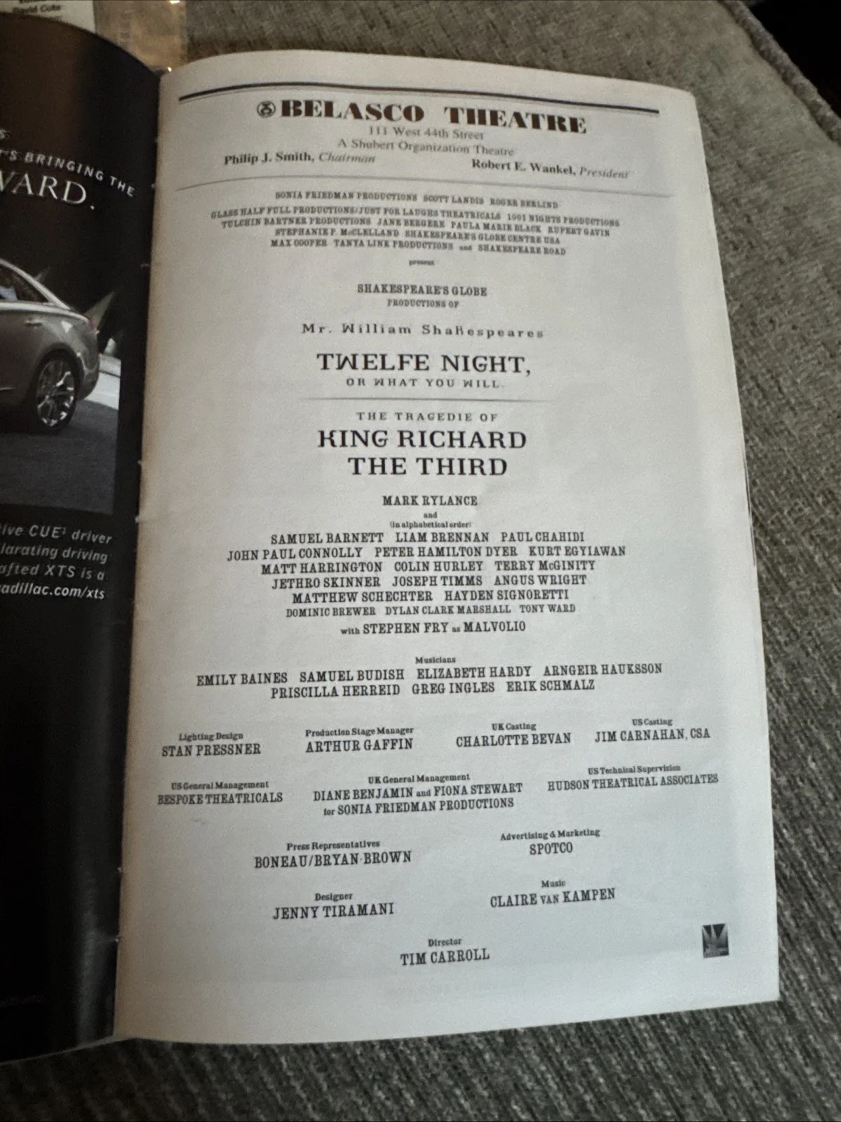 Playbill 2014 TWELFE NIGHT/KING RICHARD III Signed By ANGUS WRIGHT w Ticket Bdwy, image 5
