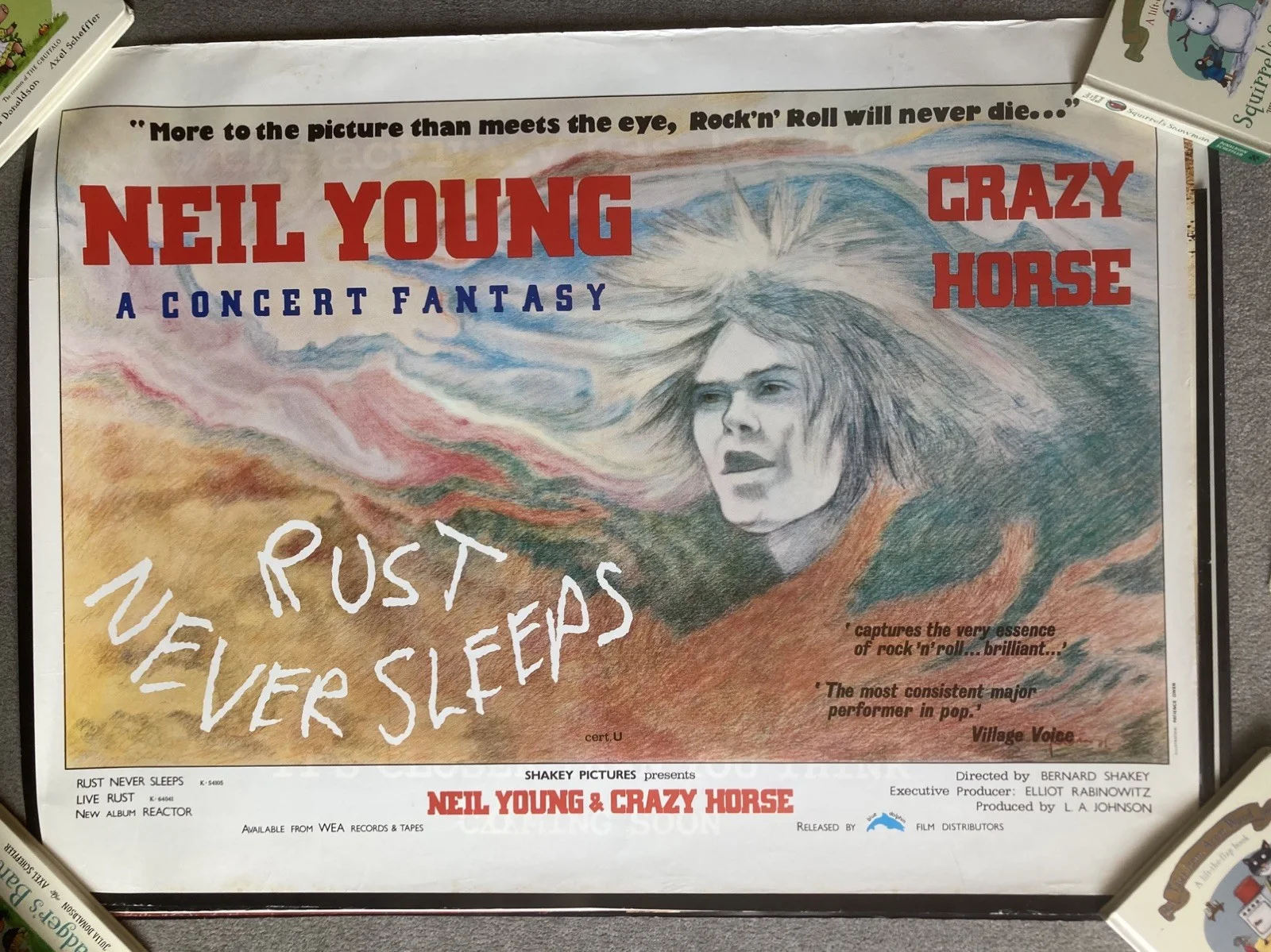 Neil Young Crazy Horse Rust Never Sleeps (1979) original Quad Movie film Poster, изображение 2