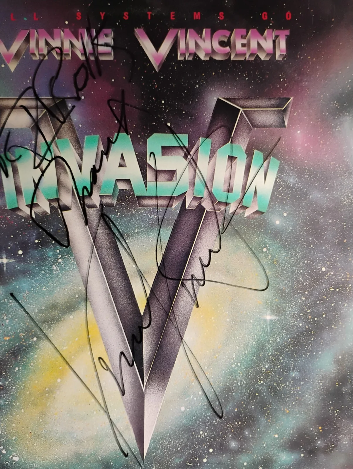 Signed Vinnie Vincent Invasion LP Vinyl Autographed Record 1988, image 2