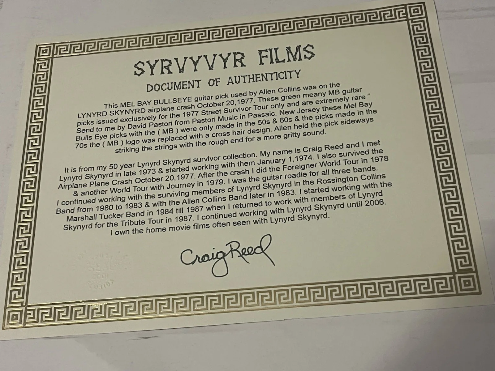 Lynyrd Skynyrd Signed Allen Collins MB Pick Exclusive 77’ Tour Plane Crash Reed!, image 2